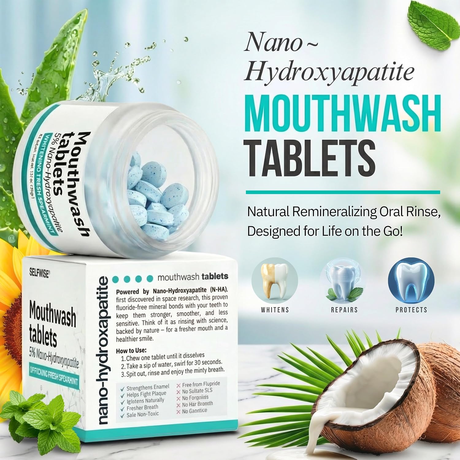 Detalle 2 de Mouthwash Tablets with Nano-Hydroxyapatite