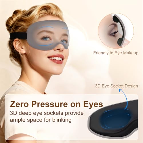 Detalle de Gritin 100% Blackout Sleep Eye Mask – 3D Contoured, Side-Sleeper Friendly (Twin Pack with Earplugs)