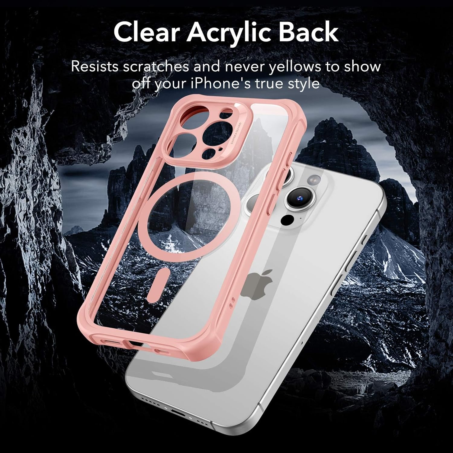 Thumbnail 1 de ESR Armor Series iPhone 15 Case with MagSafe + Built-in 9H+ Screen Protector (Clear Pink)