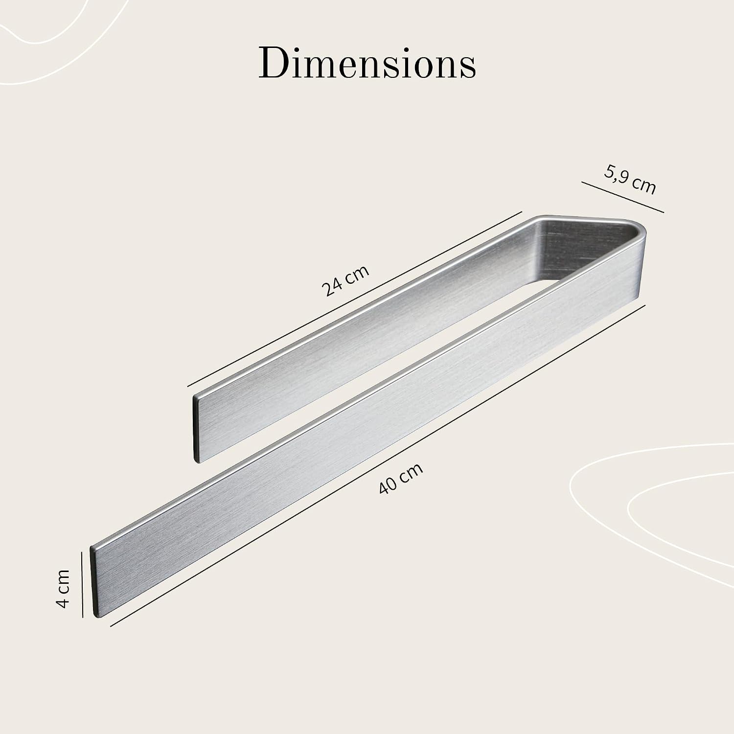 Thumbnail 6 de Designfactory Hamburg Self-Adhesive Towel Rail — 22 cm, Modern Silver Grey