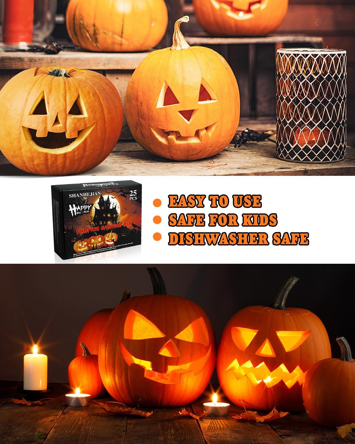 Detalle de SHANHEJIAN Pumpkin Carving Kit, 25-Piece Set