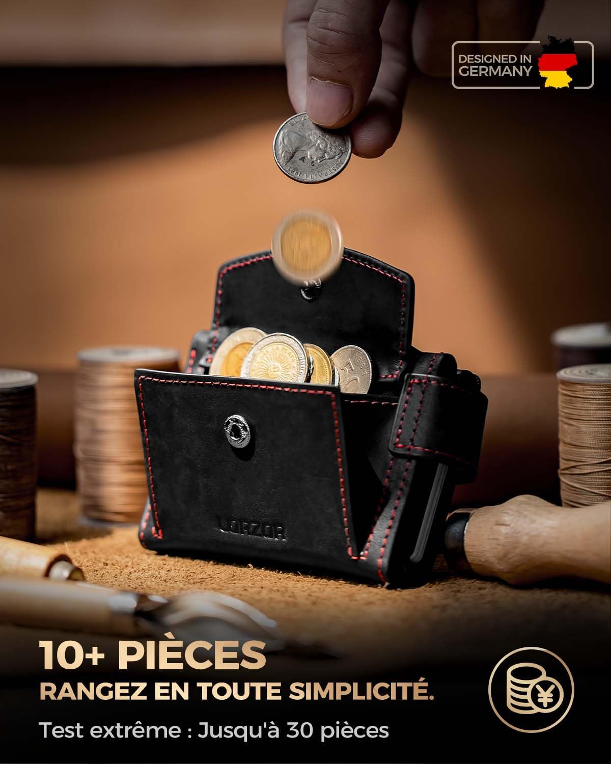 Detalle 2 de LORZOR Porte Carte Homme XXL 10 cartes 👝