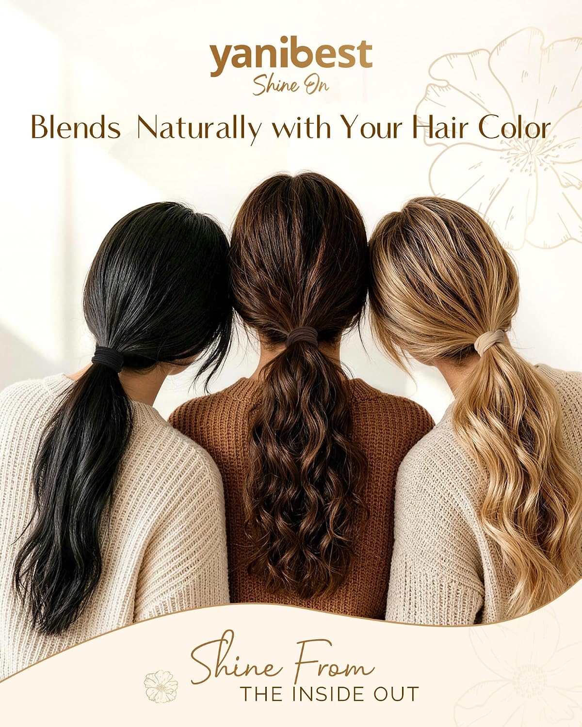 Detalle de Yanibest Soft Hair Ties, 10-Pack Seamless Nylon Elastics for Thin to Medium Hair