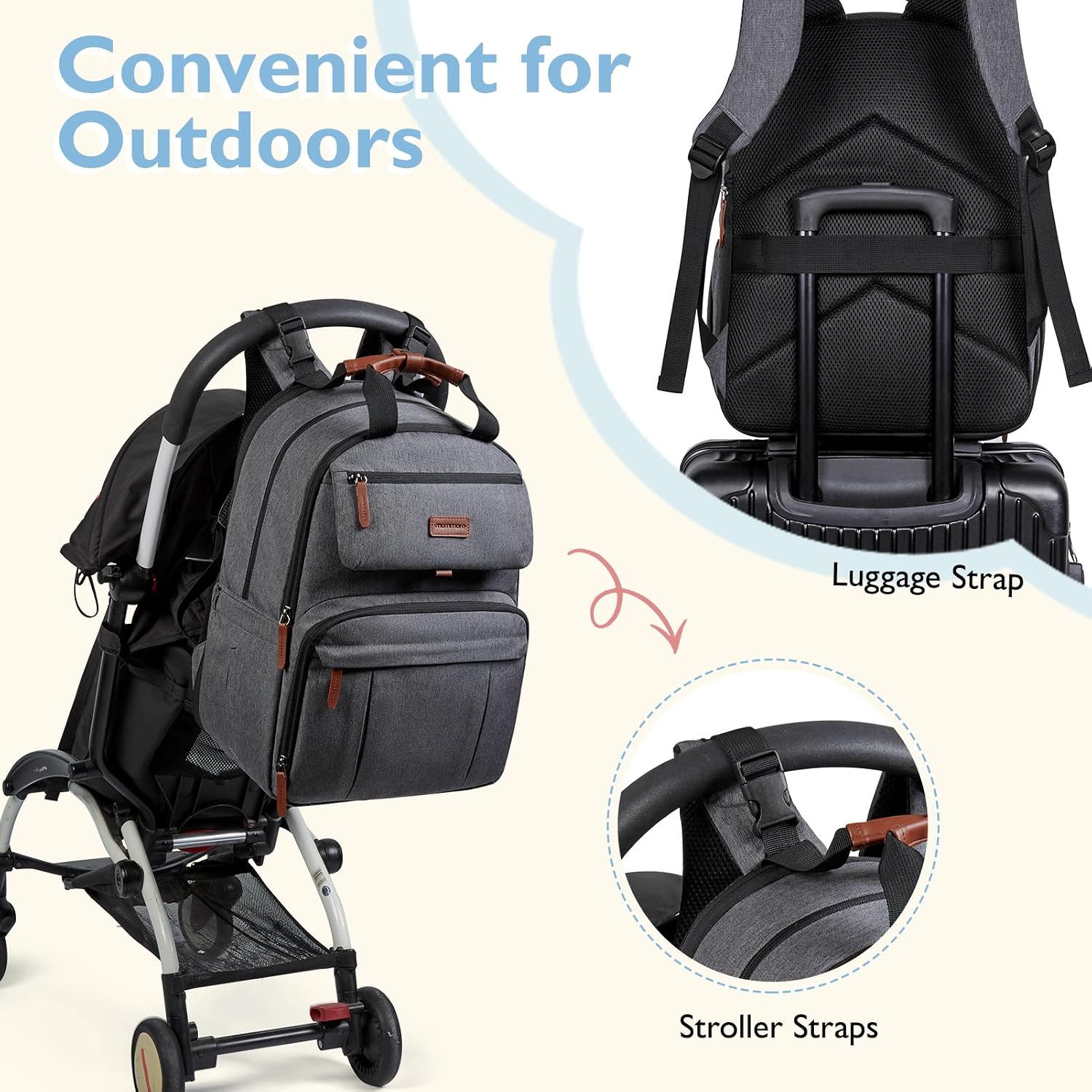 Thumbnail 4 de MOMMORE Diaper Bag Small Diaper Backpack: Flexible, Stylish Travel Companion for Parents