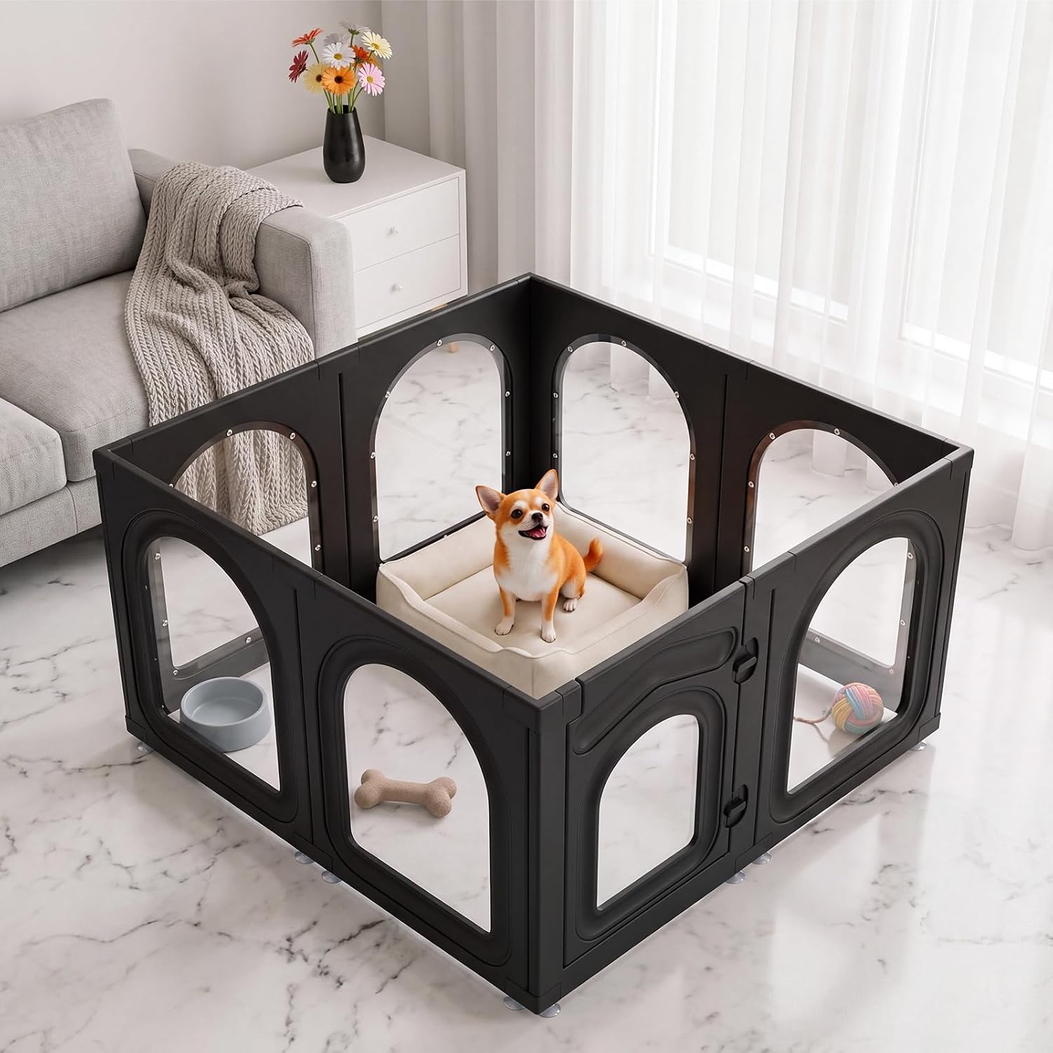 Detalle de Acrylic Dog Playpen, 8 Panels