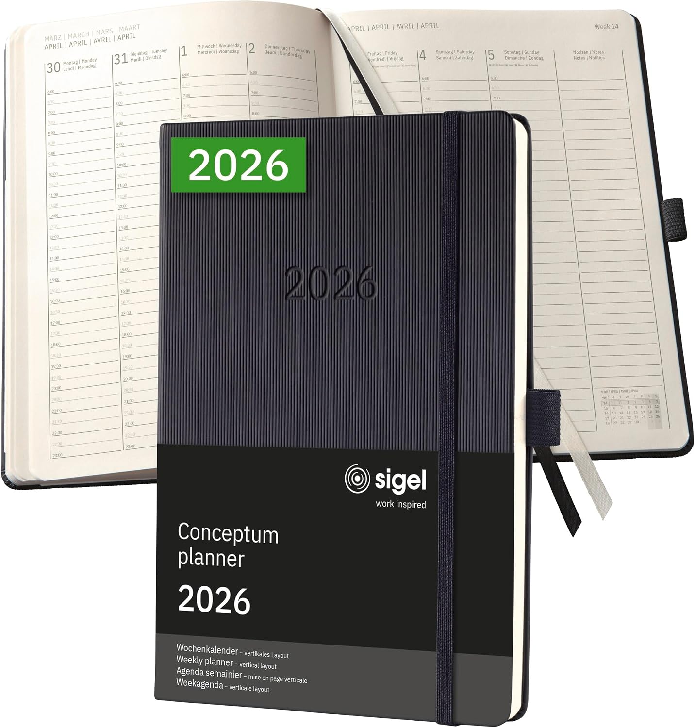 Detalle de SIGEL C2619 Conceptum 2026 – kalendarz tygodniowy A5 z podziałem godzinowym
