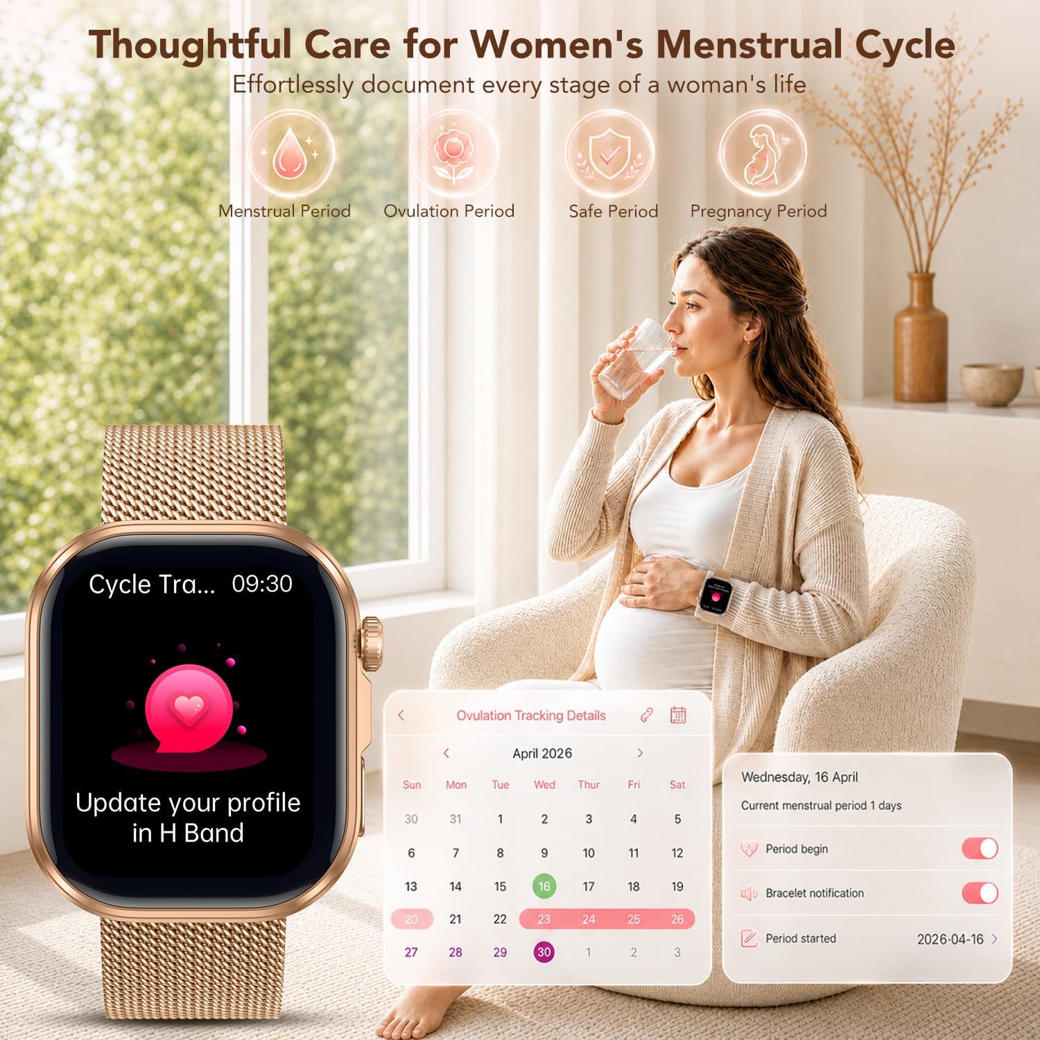 Detalle de ECG HRV Smart Watch for Women – 1.88" TFT Display, 130+ Sports Modes, IP67
