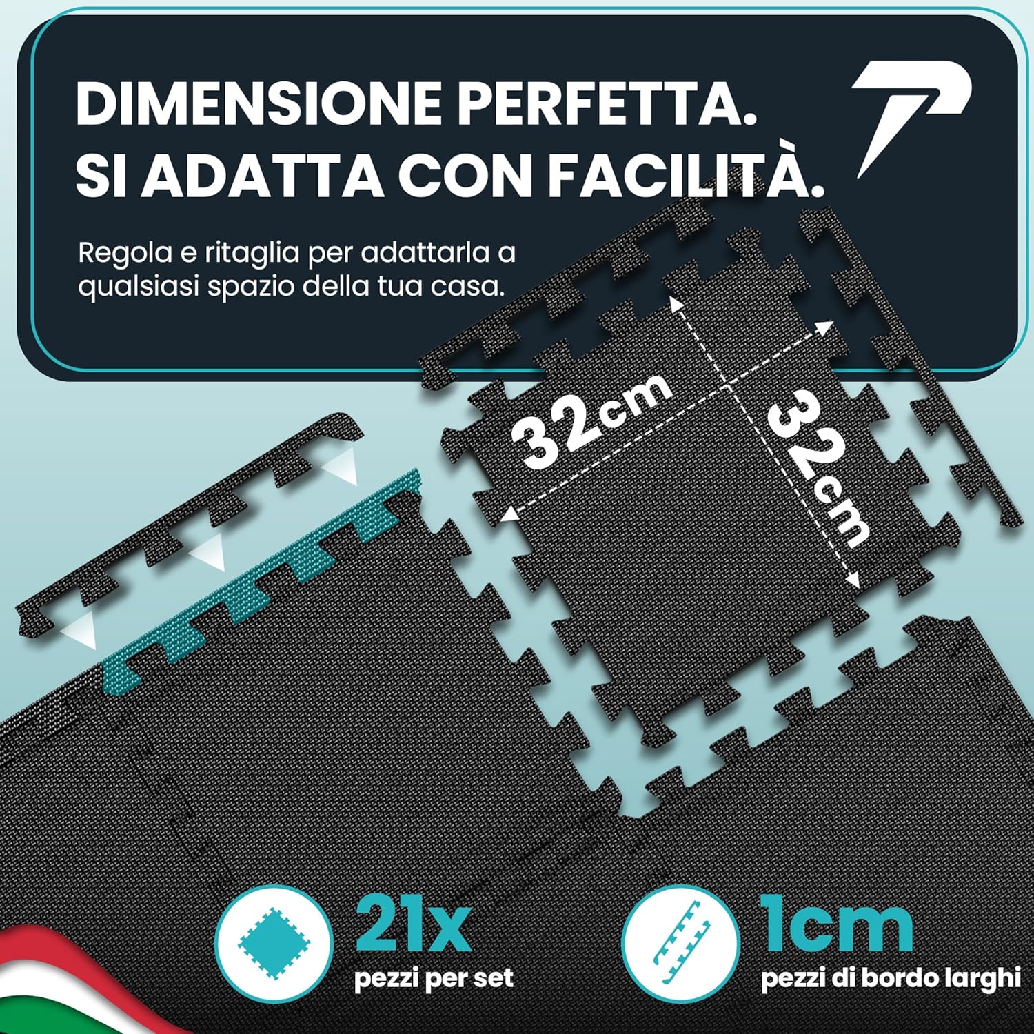 Thumbnail 1 de Tappeto da fitness a puzzle in EVA: set da 21 tappetini componibili per palestra, garage e piscina