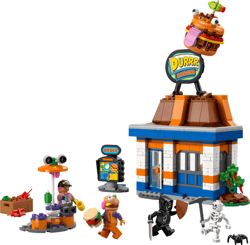 Detalle de LEGO Fortnite Durrr Burger Restaurant 77076 – Bau- und Spielset mit Grill, Theke und Burger-Logo