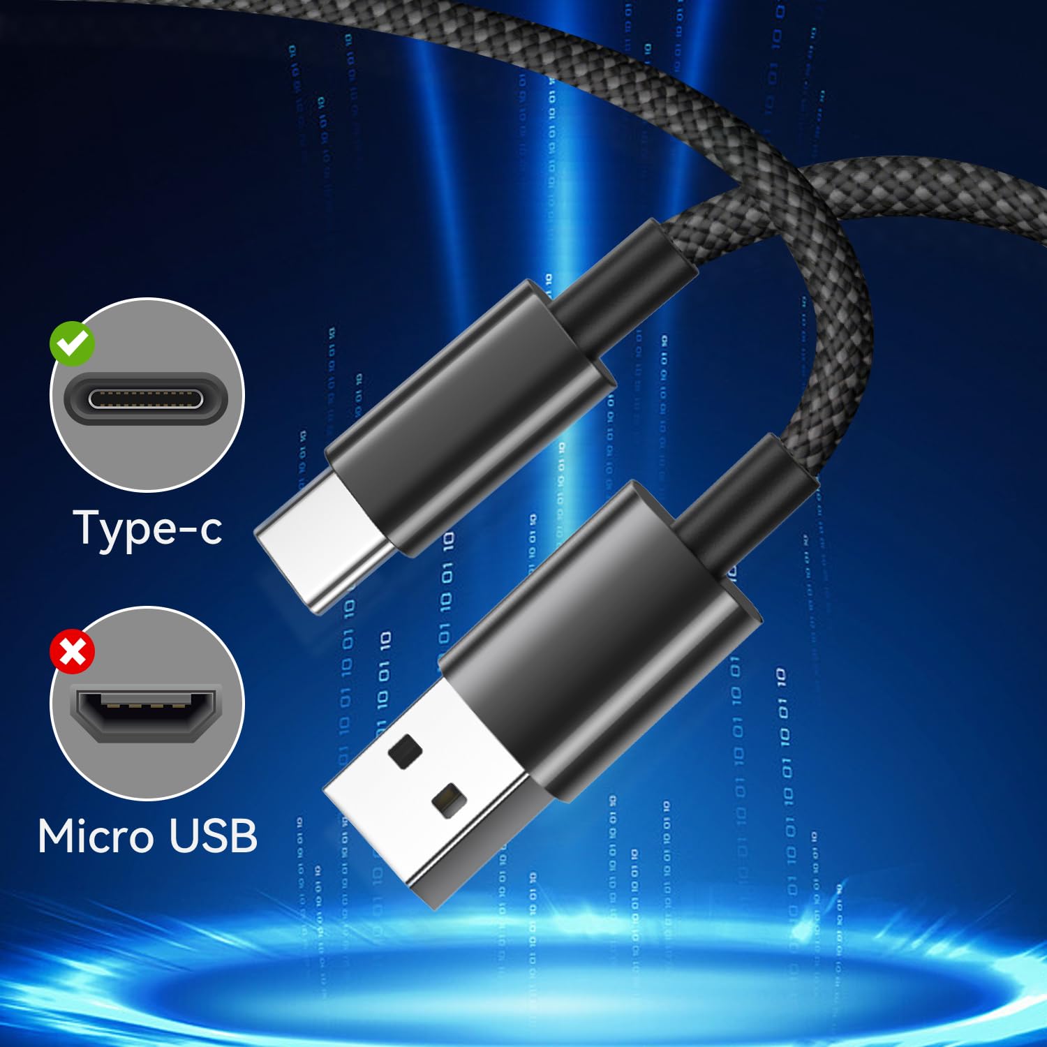 Detalle 2 de Bimker Cavo USB Type-C 60W 1m 3 pezzi