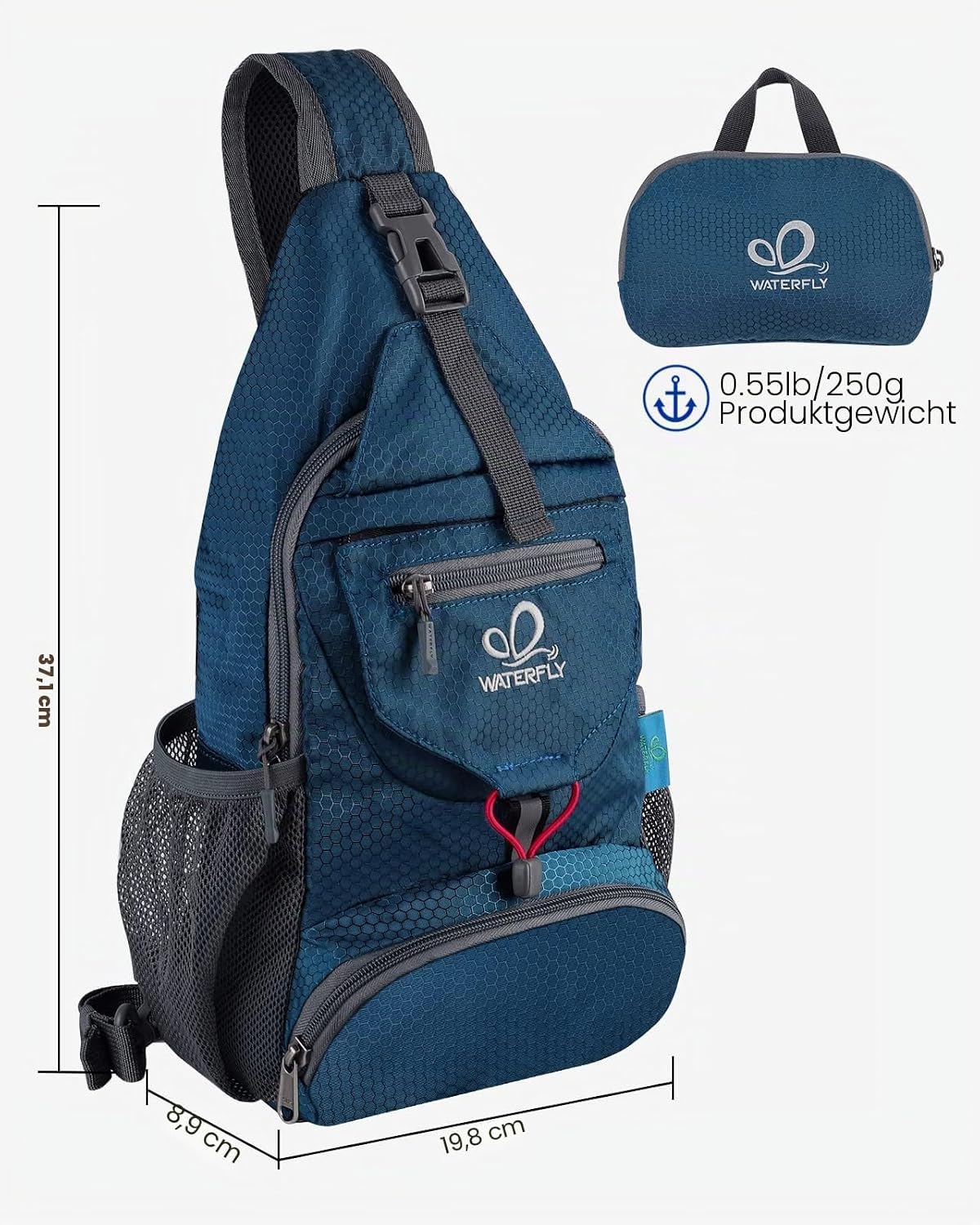 Thumbnail 2 de WATERFLY Brusttasche Sling Bag Klein – faltbare Crossbody für Reisen, Wandern und Alltag