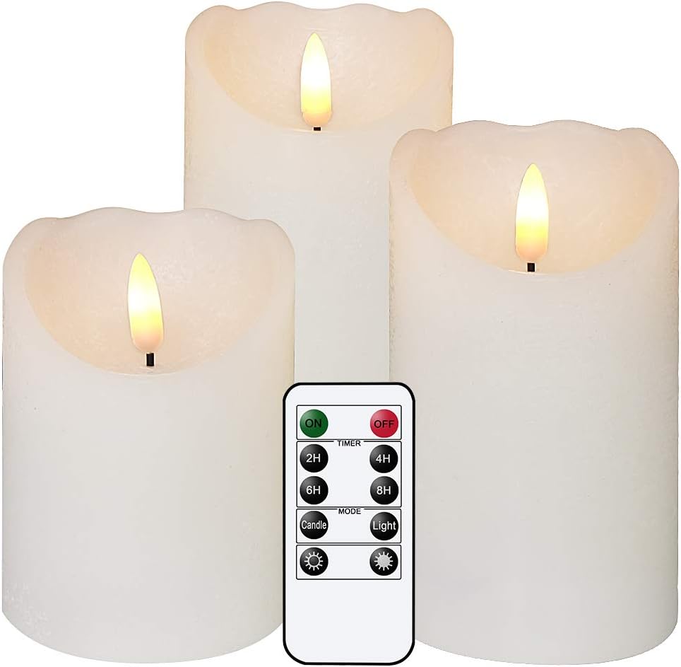Thumbnail 6 de Eldnacele White Flameless Pillar Candle Pack 3 🕯