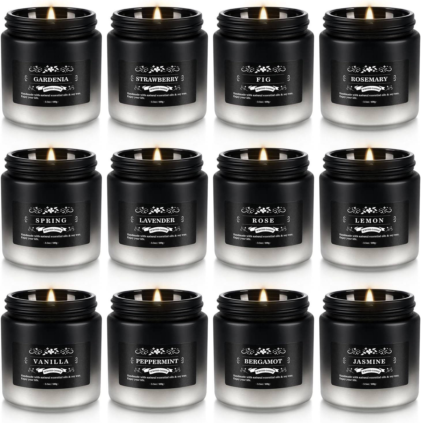 Detalle de LIVEN 12 Pcs Scented Candles with Added Natural Essential Oils – 100g Each