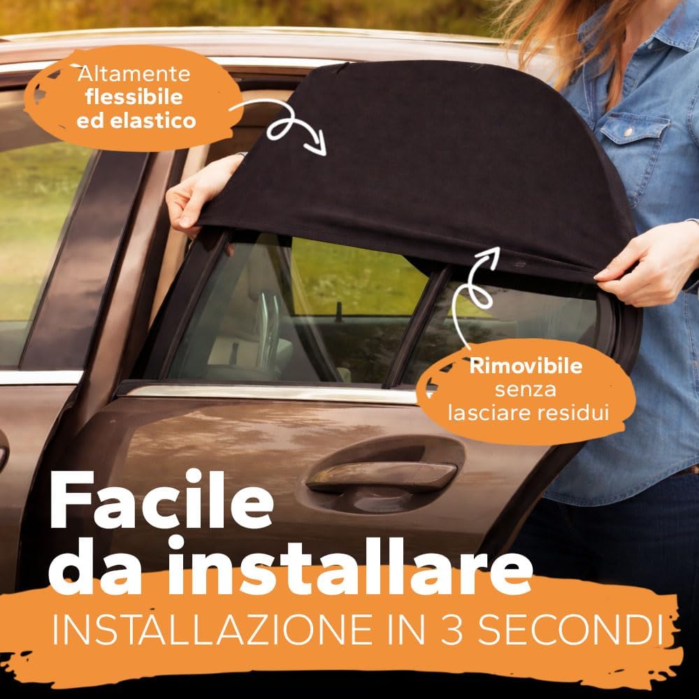 Thumbnail 4 de Tendine Parasole Auto Bambini UPF+ per finestrini laterali universali con protezione UV e zanzare