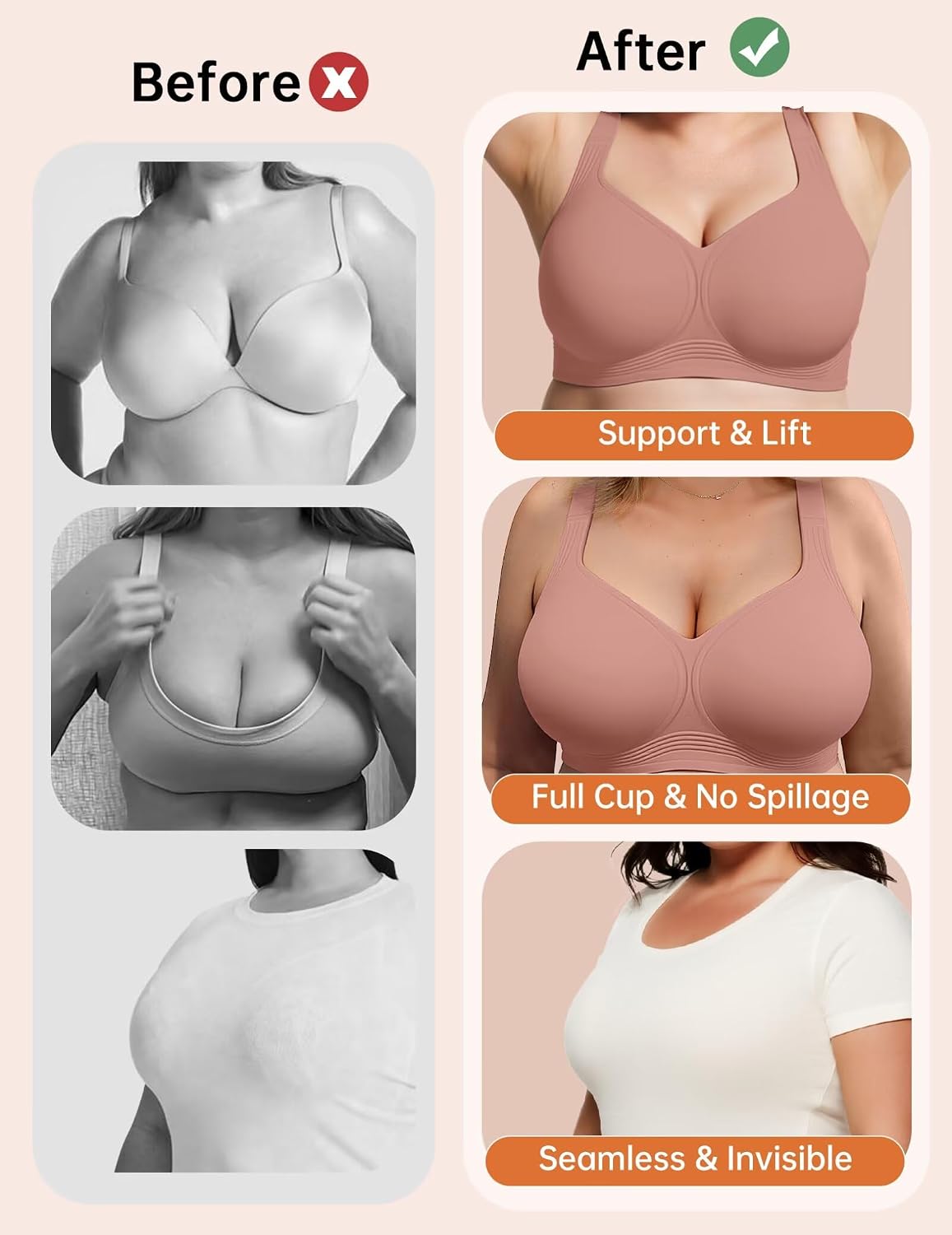 Thumbnail 6 de Vertvie Gel Push-Up Wireless Full-Coverage Bra for Plus-Size Women
