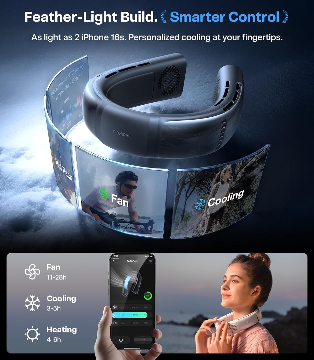 Thumbnail 5 de TORRAS COOLiFY 2S Lite Neck Air Conditioner: Hands-Free Cooling with Long Battery Life