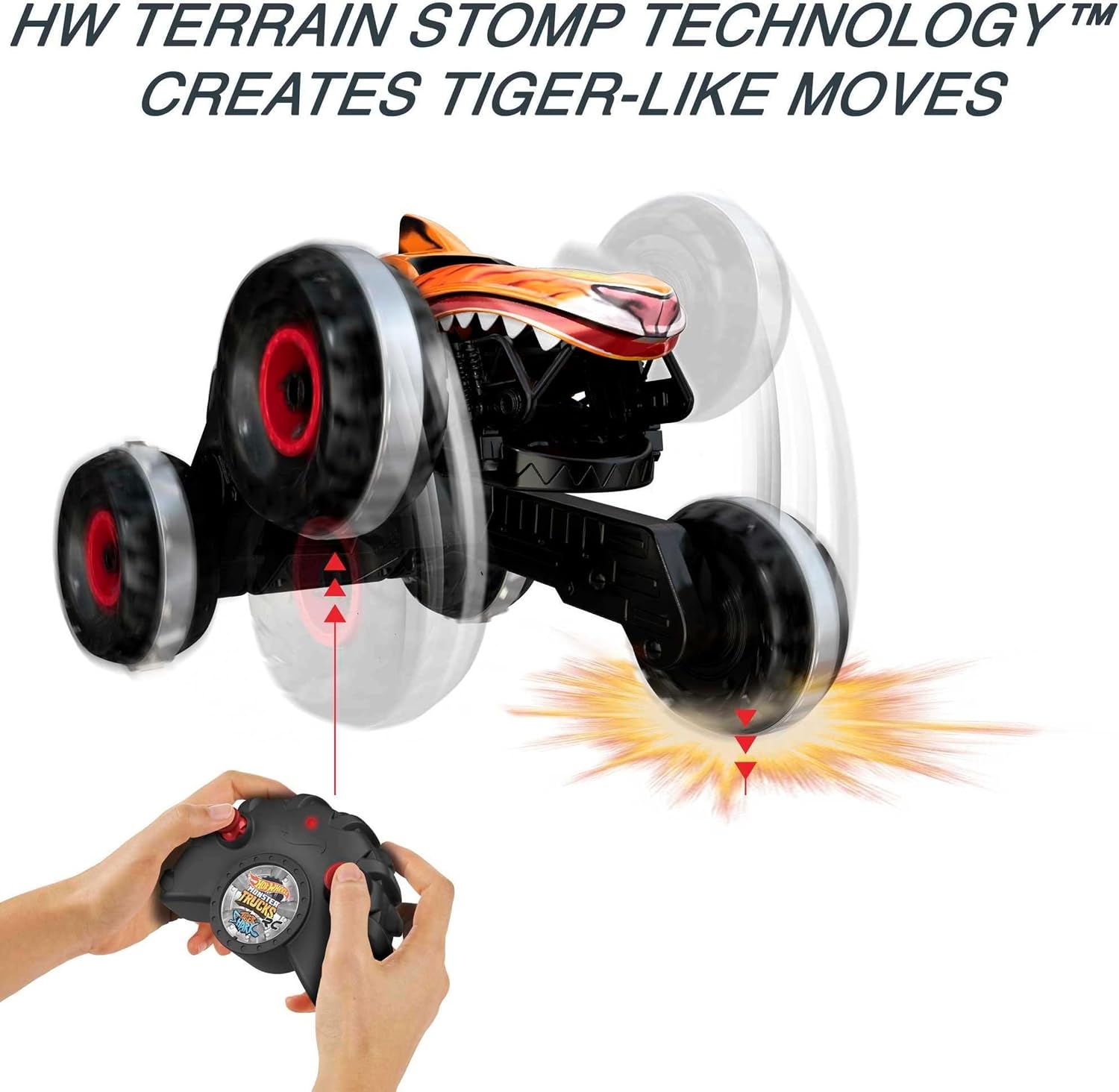 Detalle de Hot Wheels Monster Trucks Tiger Shark l'Inarrestabile – Veicolo radiocomandato 1:15 4x4 per bambini 4+ anni (HGV87)