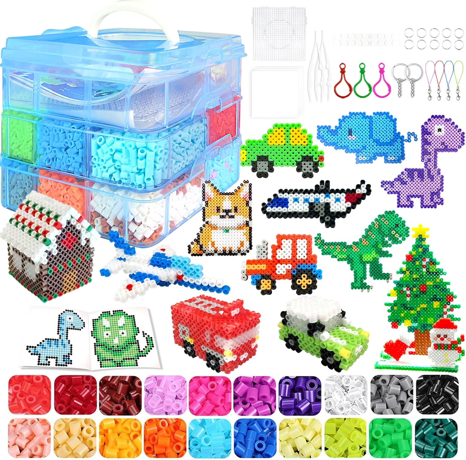 Detalle de 11000 Fuse Beads Kit for Kids – 20 Colours, 5mm Beads, Storage Box & Accessories