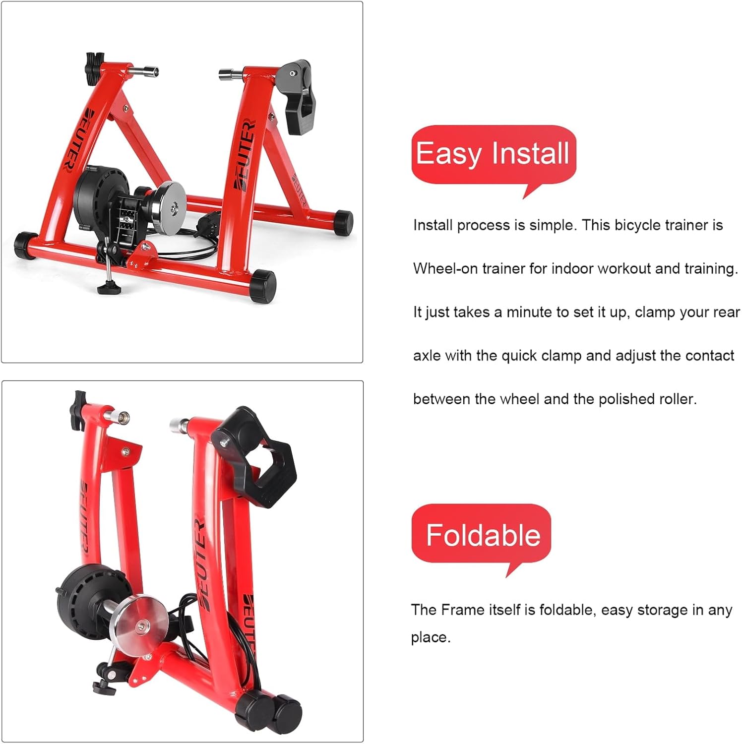 Thumbnail 6 de CXWXC MT-04RED Magnetic Bike Trainer for 26–29-Inch and 700C Wheels