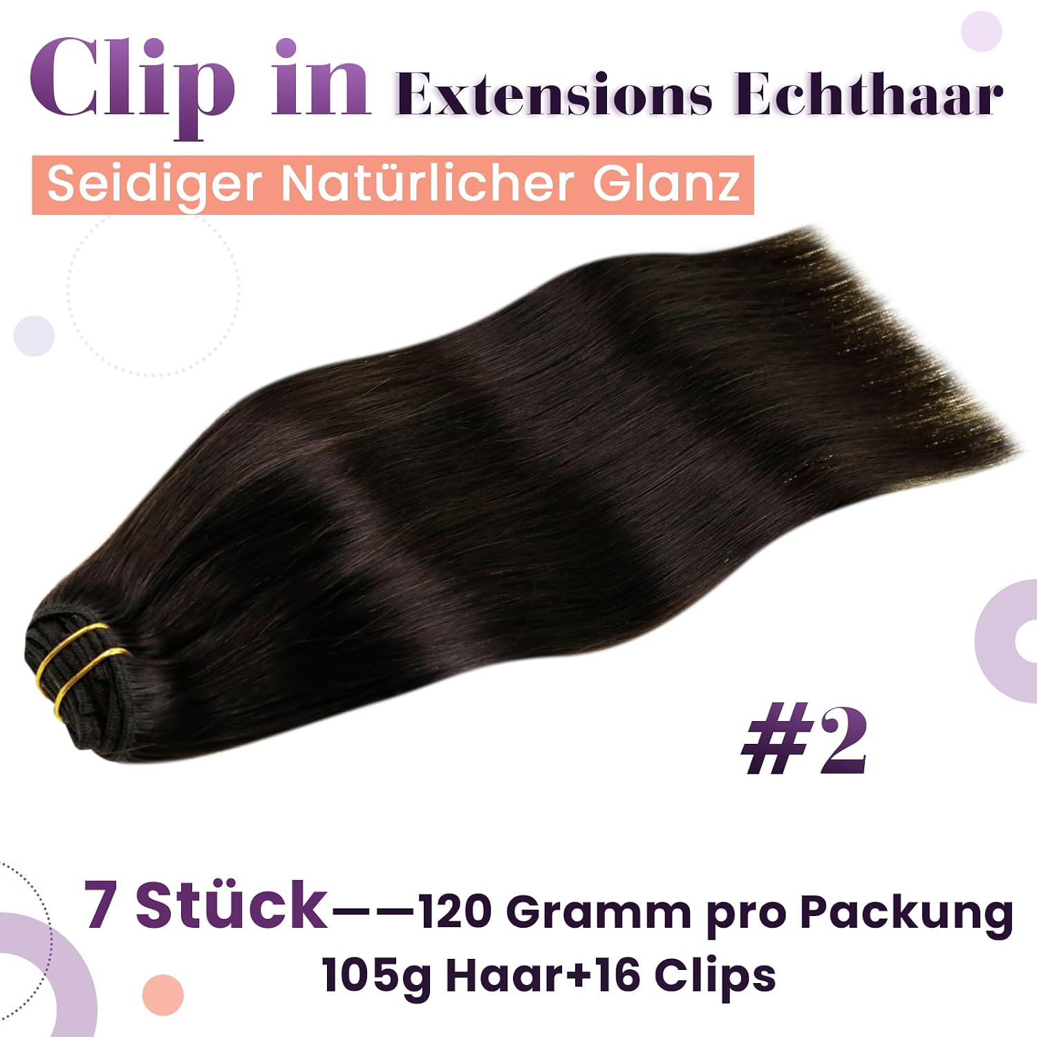 Detalle de LaaVoo 60cm Clip-in Extensions Braun đâ