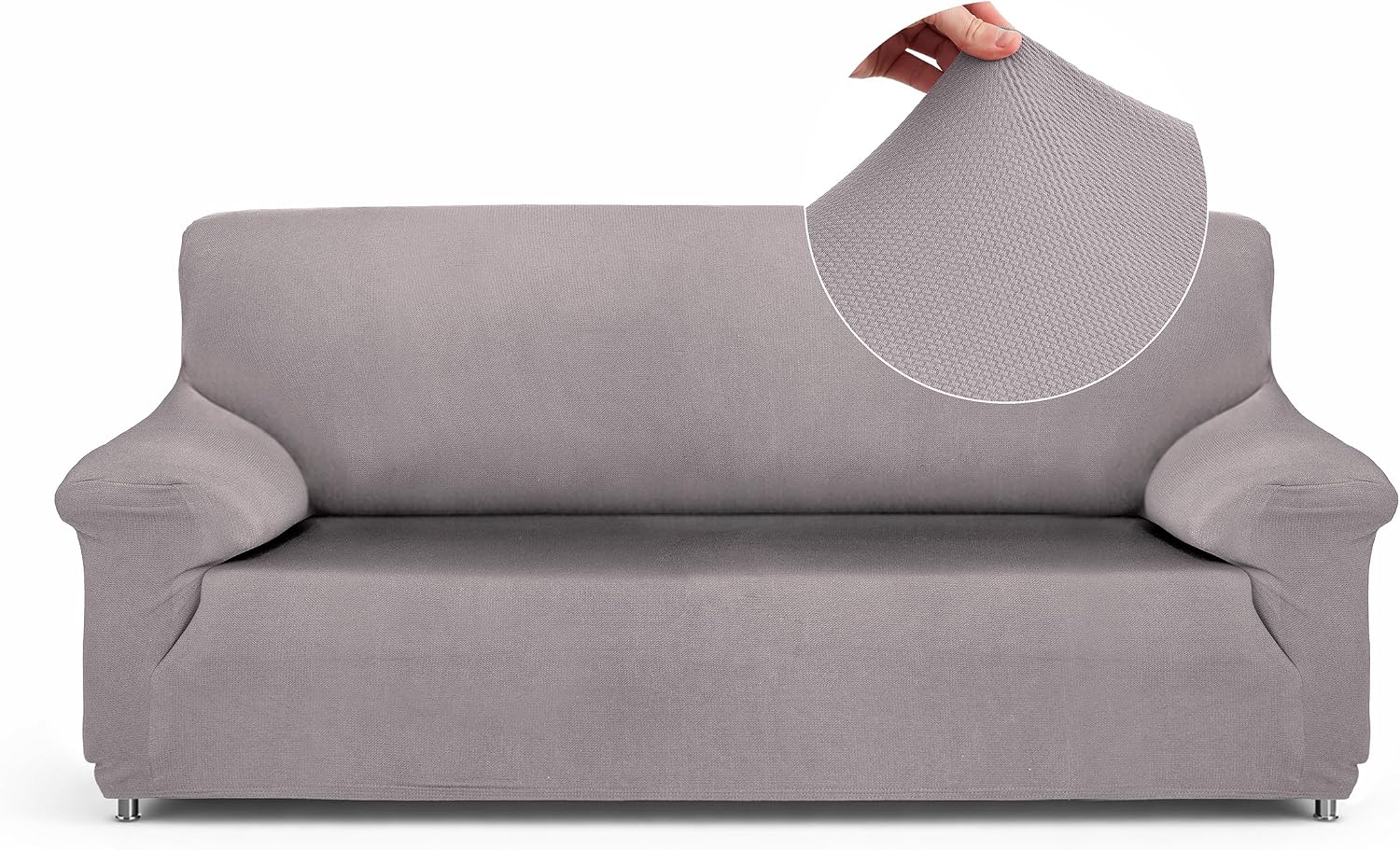 Detalle de Textilhome Copridivano 2 Posti con Braccioli – Fodera Elasticizzata Antigraffio per Gatti, Grigio Chiaro