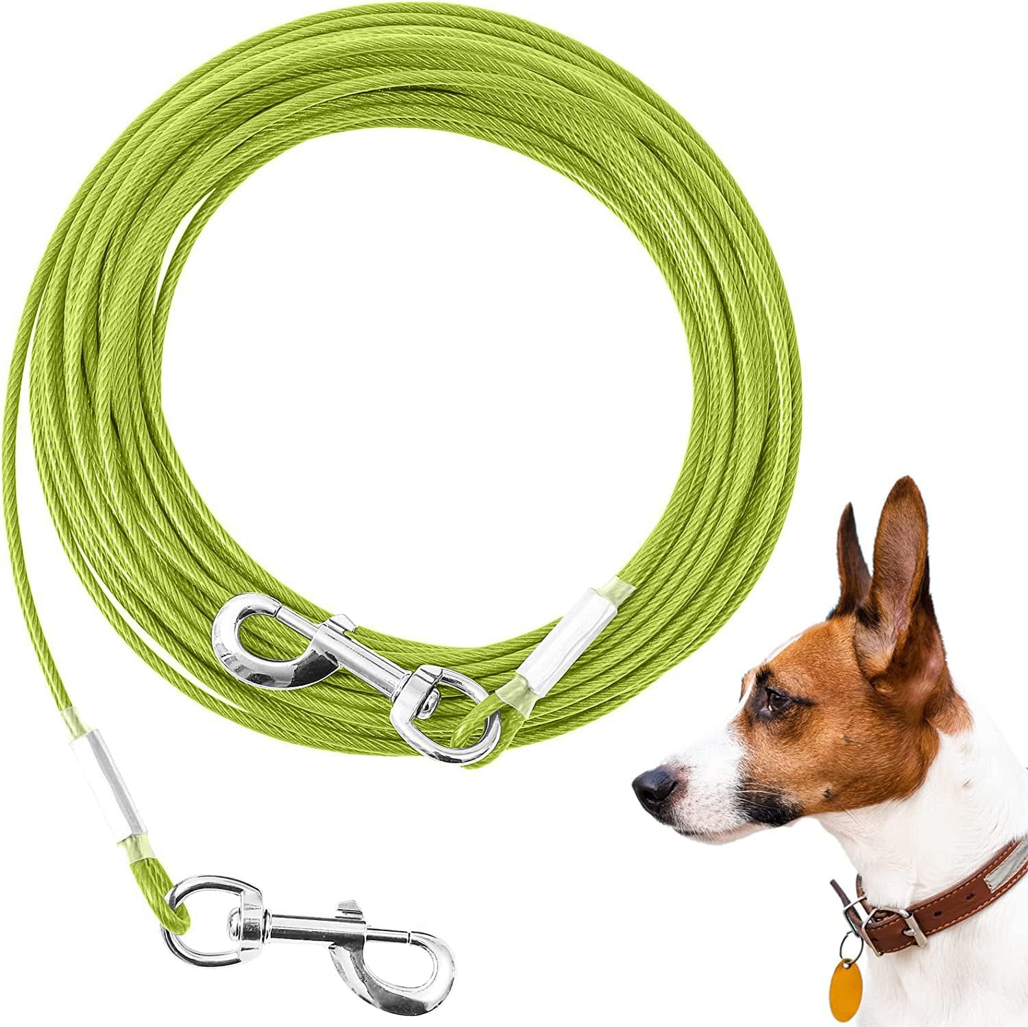 Detalle de Mi Metty Dog Tie Out Cable – Heavy Duty 50ft Chew-Proof Runner for Large Dogs