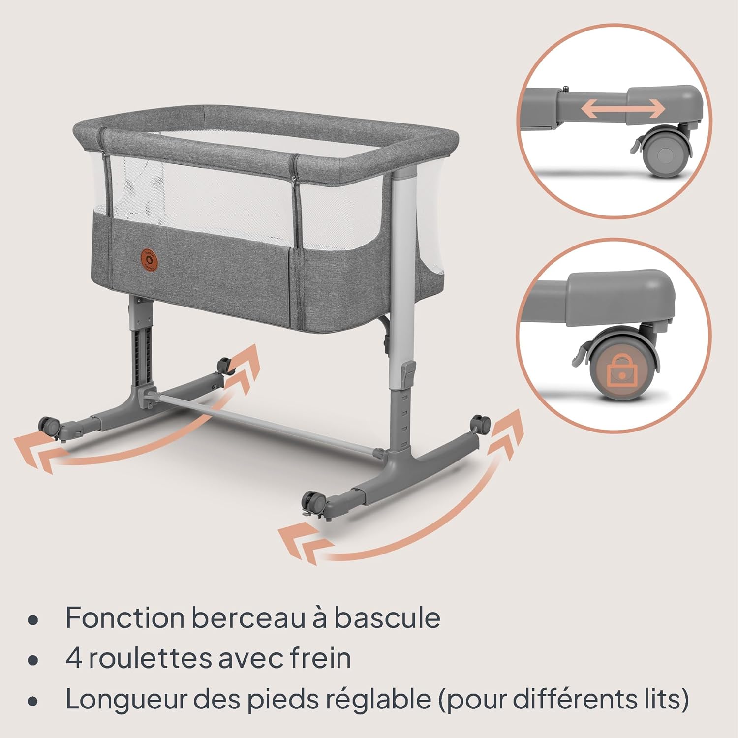 Detalle de Lionelo Aurora 3 en 1 - Lit bébé cododo, berceau et lit indépendant jusqu'à 9 kg