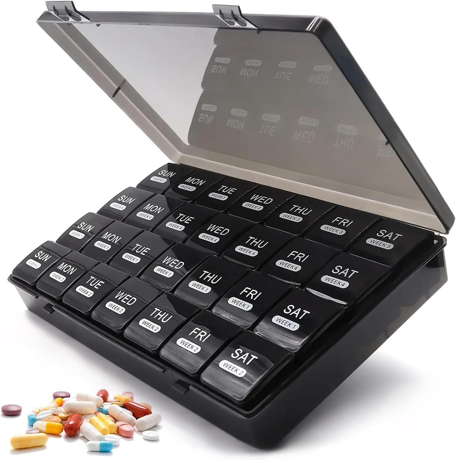 Thumbnail 6 de Eastrise Large Monthly Pill Box Organiser – 28 Day Travel Box with 4x7 XL Compartments