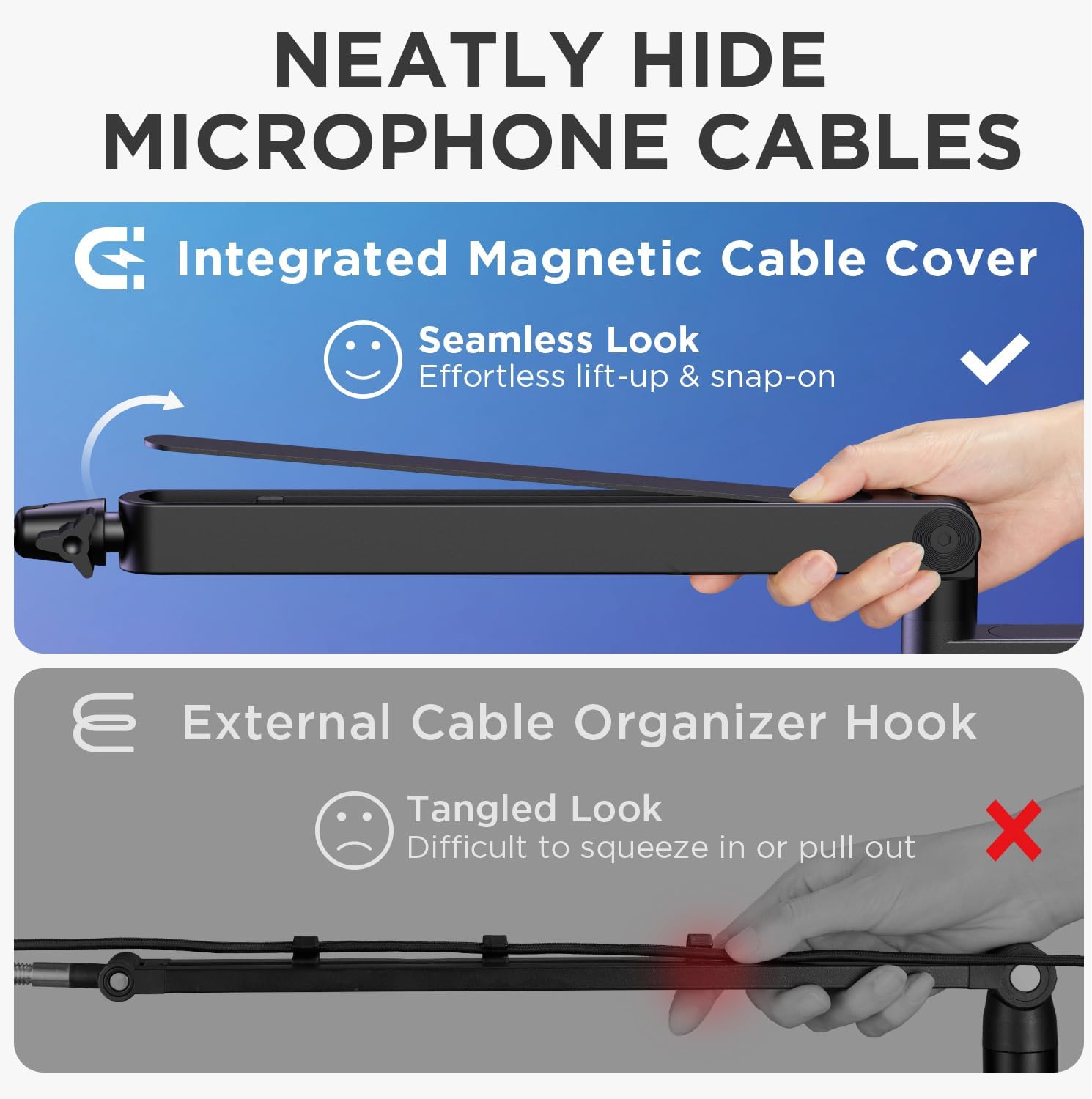 Thumbnail 3 de InnoGear 2026 Upgraded Microphone Boom Arm (Magnetic Cable Management Desk Mount) for Blue Yeti, QuadCast, and more, Black