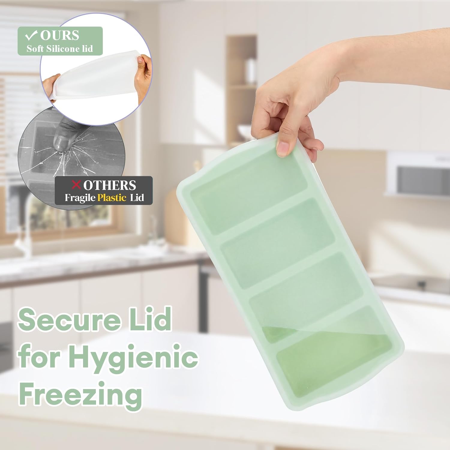 Thumbnail 6 de 2 Pack Silicone Freezer Moulds for Batch Cooking: 1-Cup Soup Portions with Airtight Lids