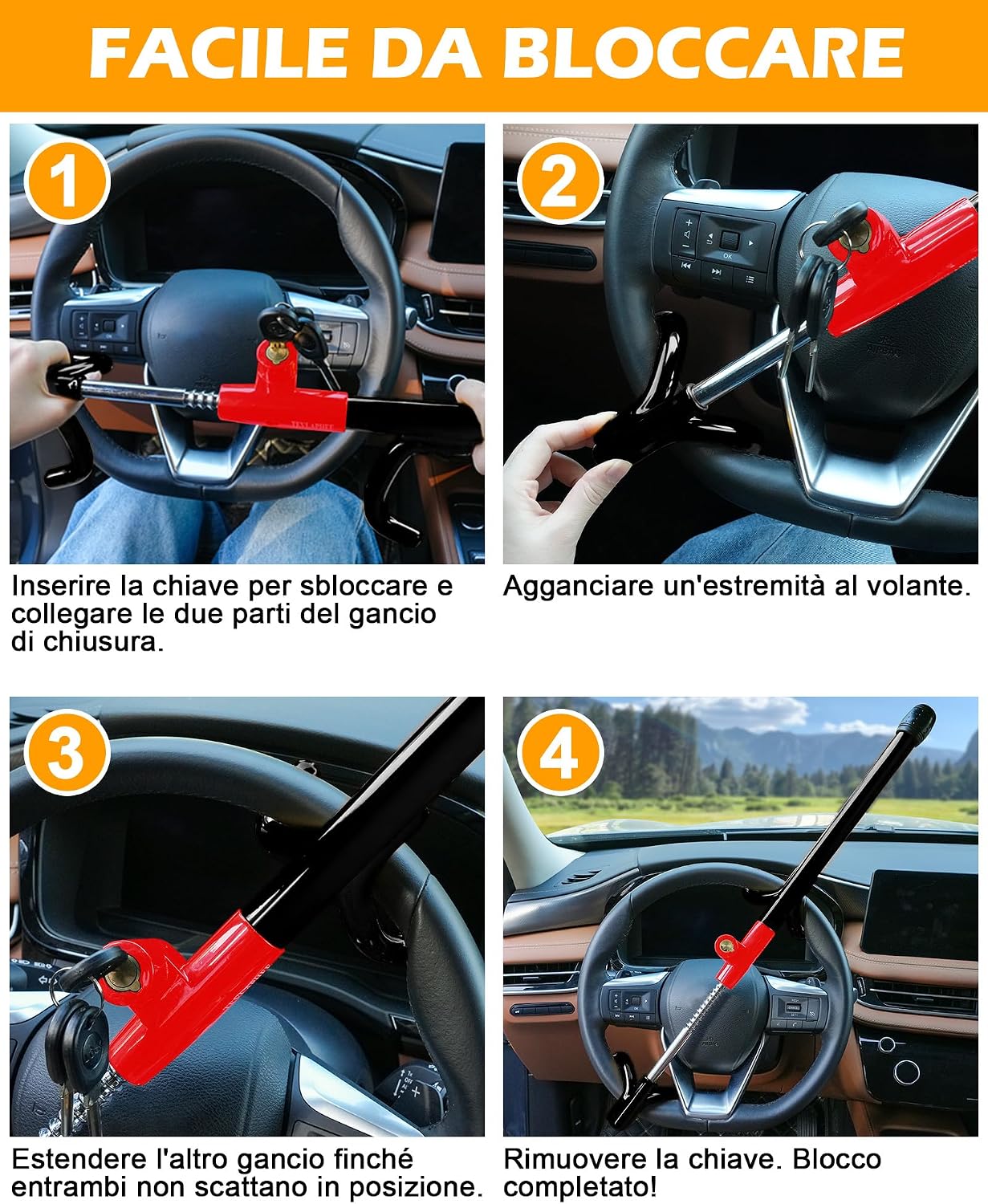 Thumbnail 5 de Tevlaphee Bloccasterzo 4 ganci per volante fino a 41,5 cm