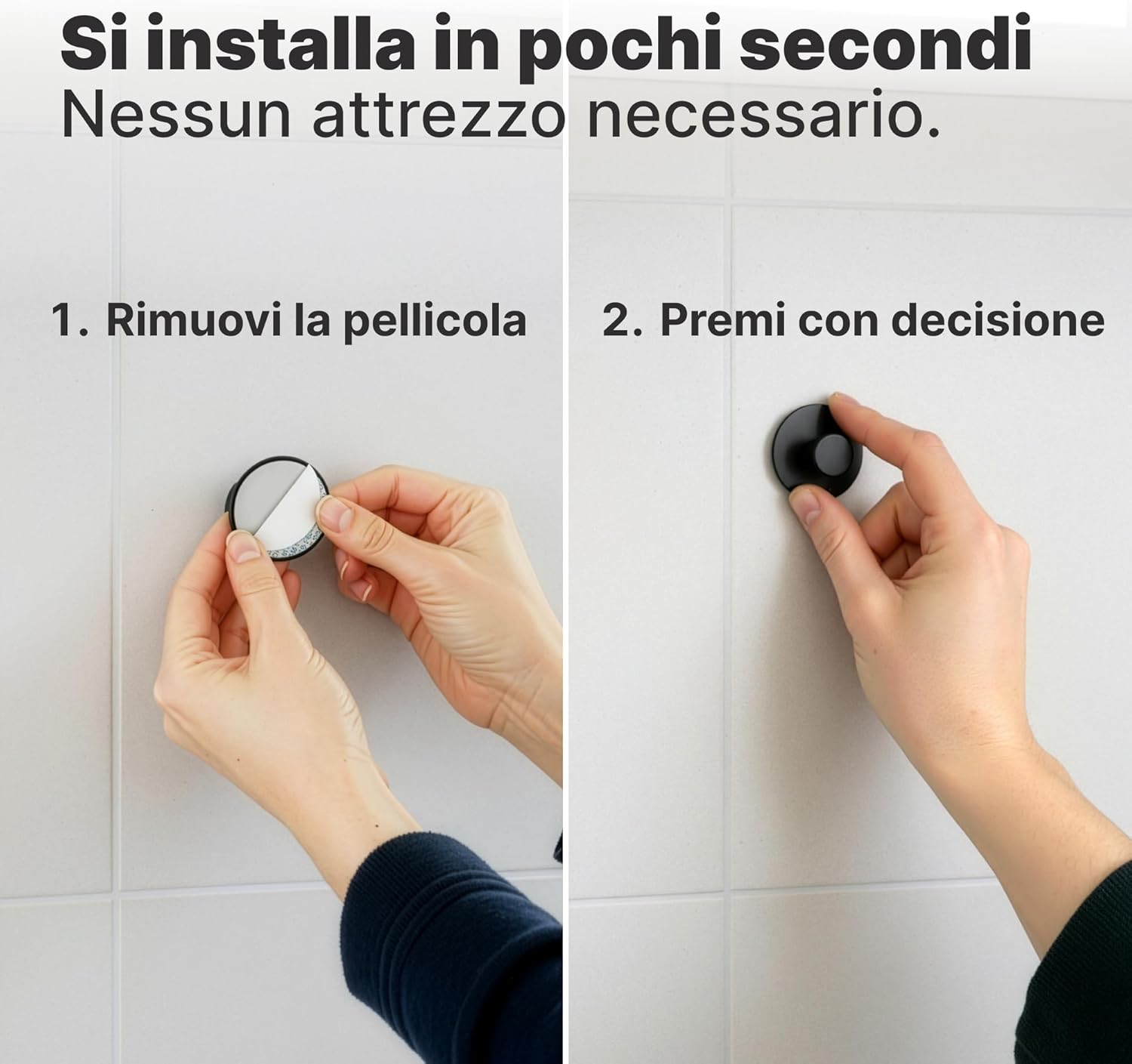 Detalle 2 de Minismus Set 6 ganci adesivi da parete in acciaio inox – tenuta forte fino a 5 kg ciascuno, senza fori