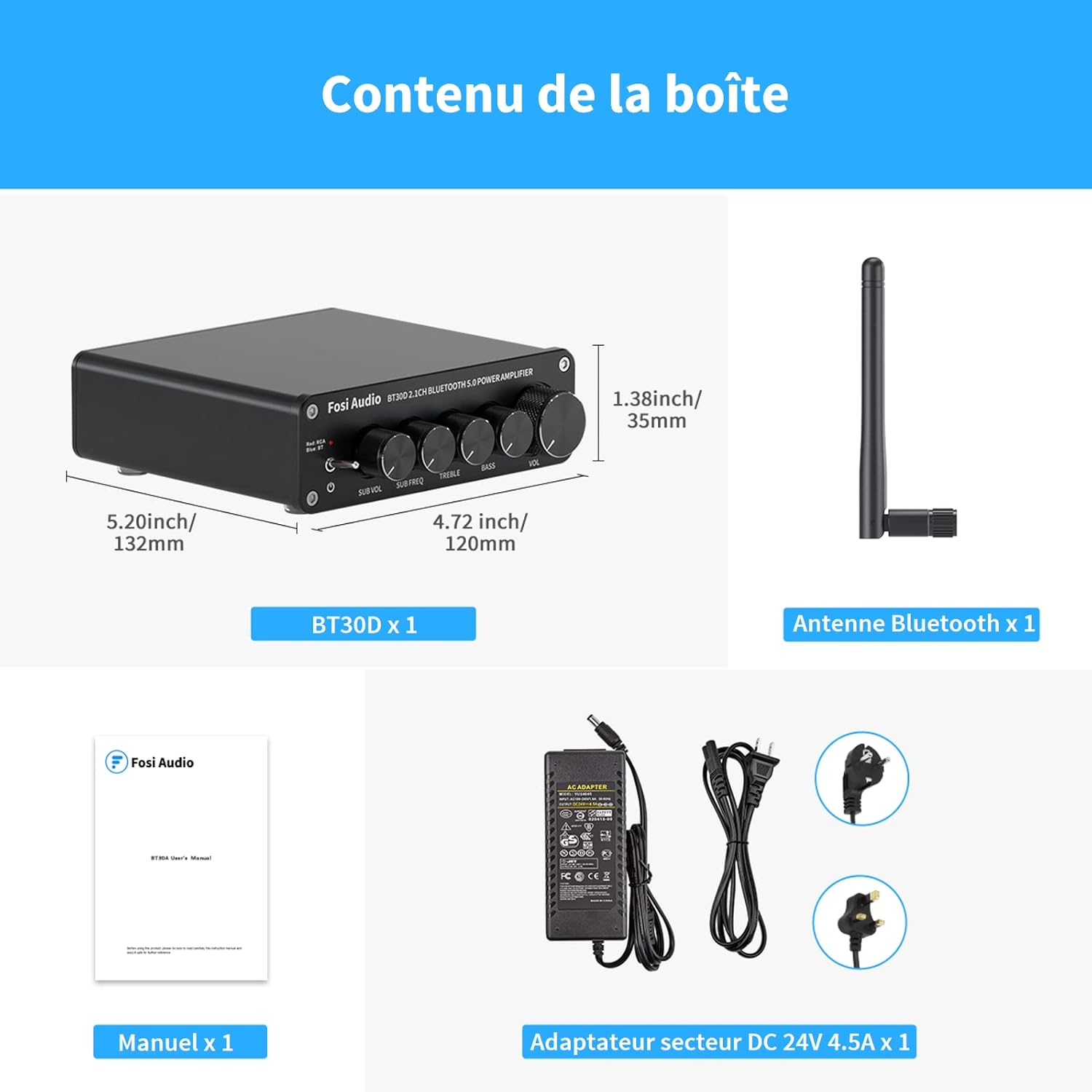 Thumbnail 5 de Fosi Audio BT30D, Bluetooth 5.0, 50W x 2 + 100W ⚙