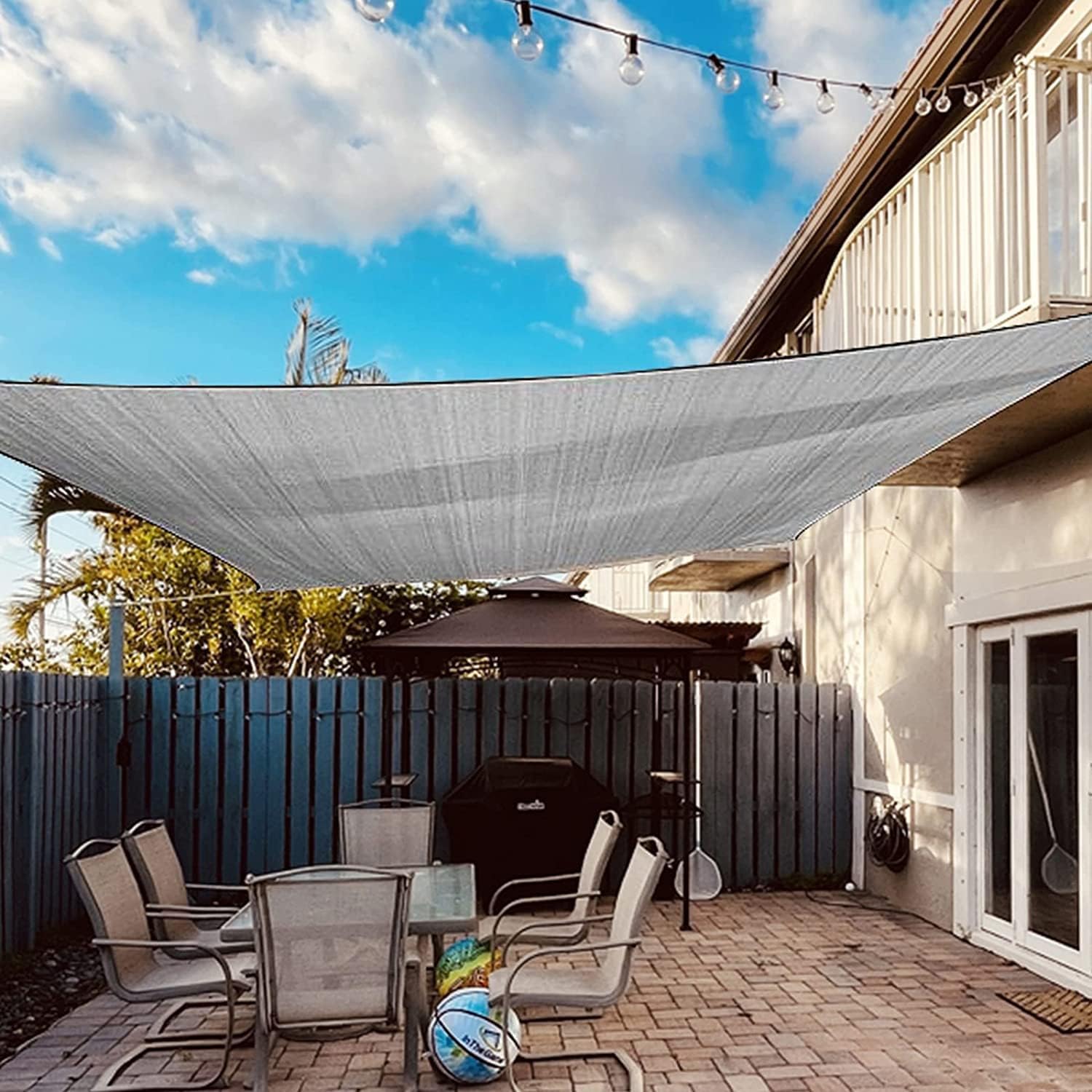 Detalle de Dripex Sonnensegel 3x5 m – wasserdichtes Rechteck-Segel in Grau