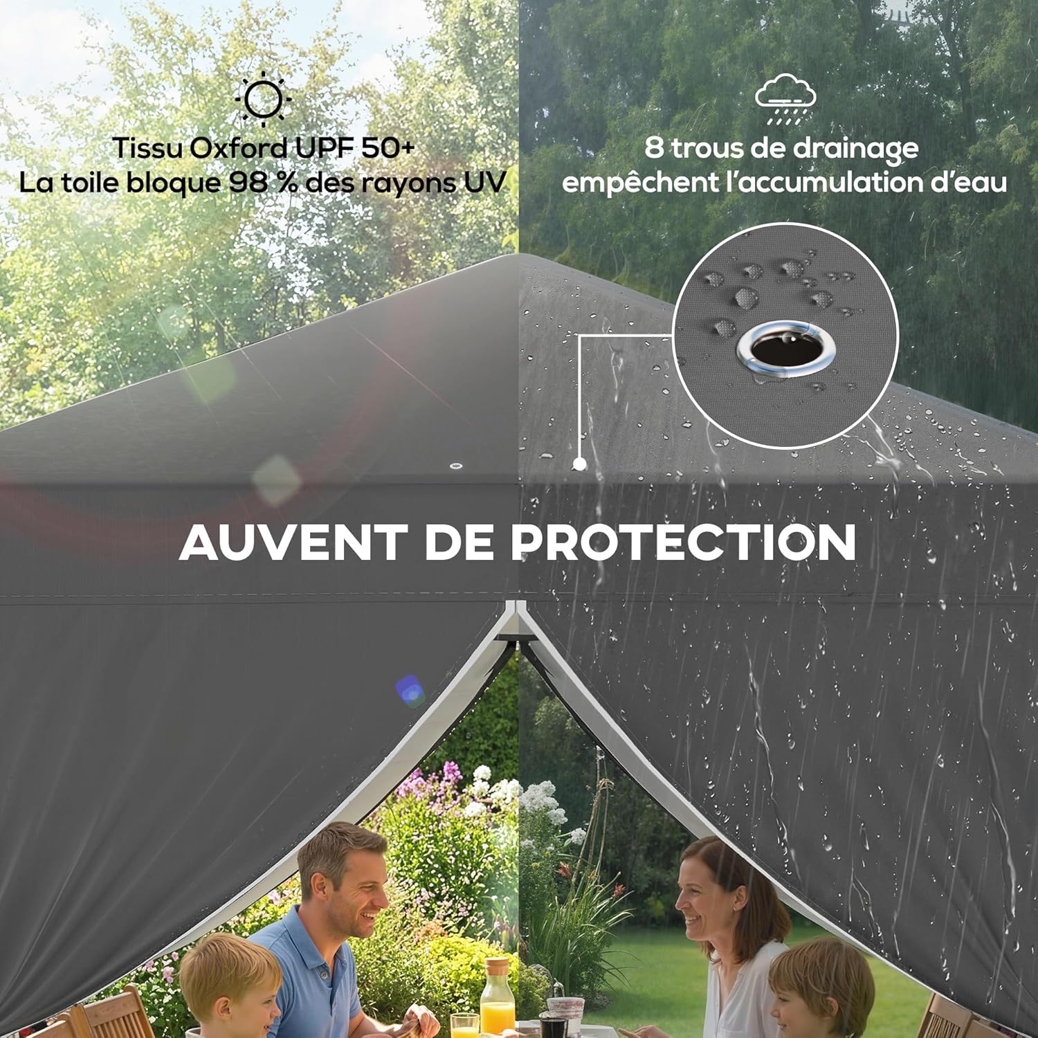 Thumbnail 2 de Outsunny tonnelle de jardin pop-up 2,5 x 2,5 m réglable en hauteur avec 4 parois latérales et protection UV50+