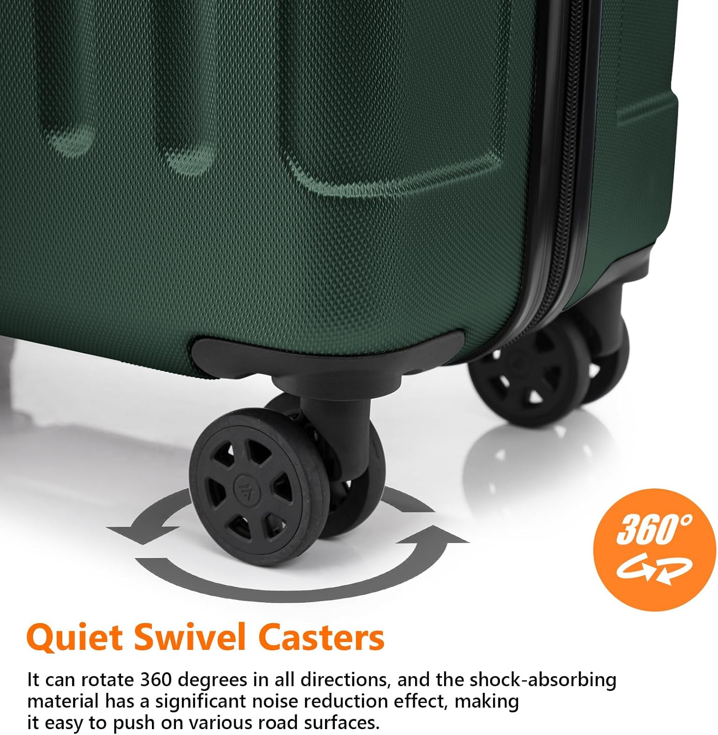 Thumbnail 4 de YONSLY Gepäck Suitcase – Kabinenkoffer, Hartschalenreiskoffer mit 360° Rollrollen, Zahlenschloss und Teleskopgriff (Größe M, Dunkelgrün)