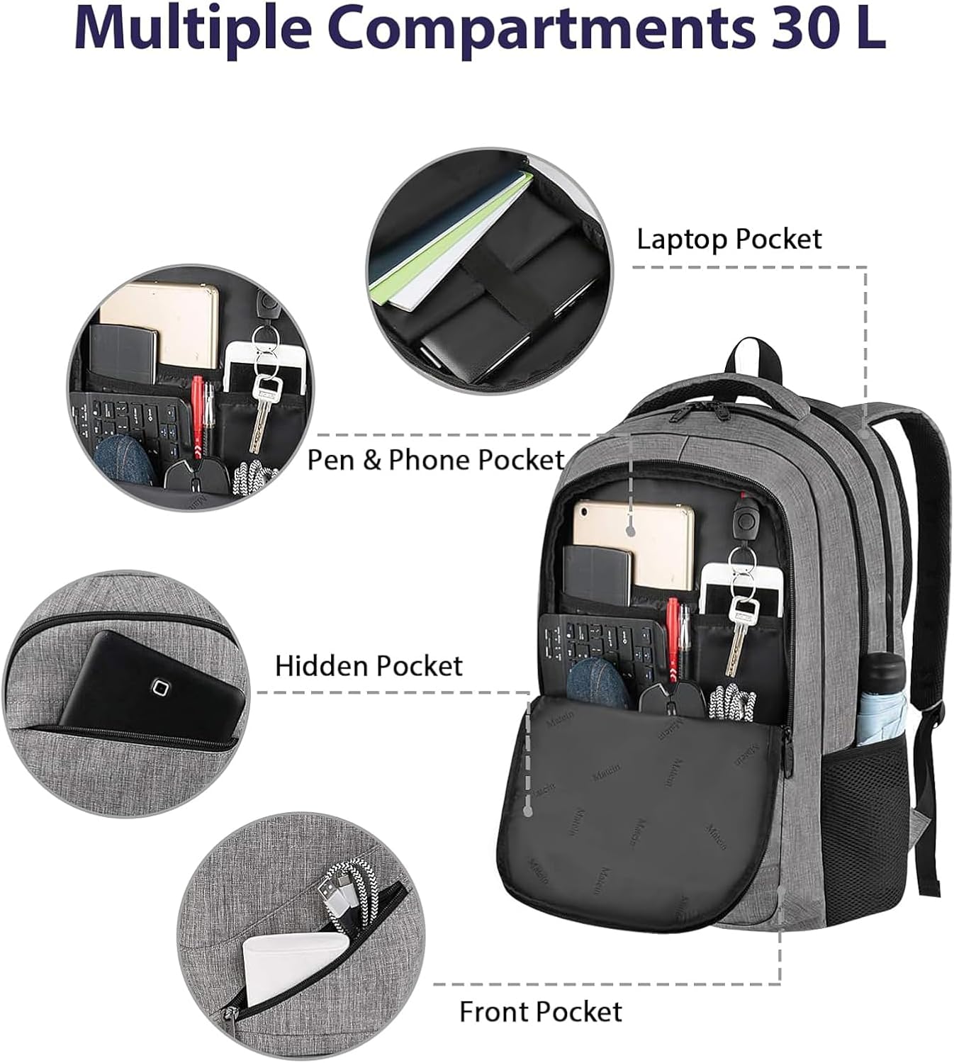Thumbnail 4 de MATEIN Laptop Rucksack 17 Zoll