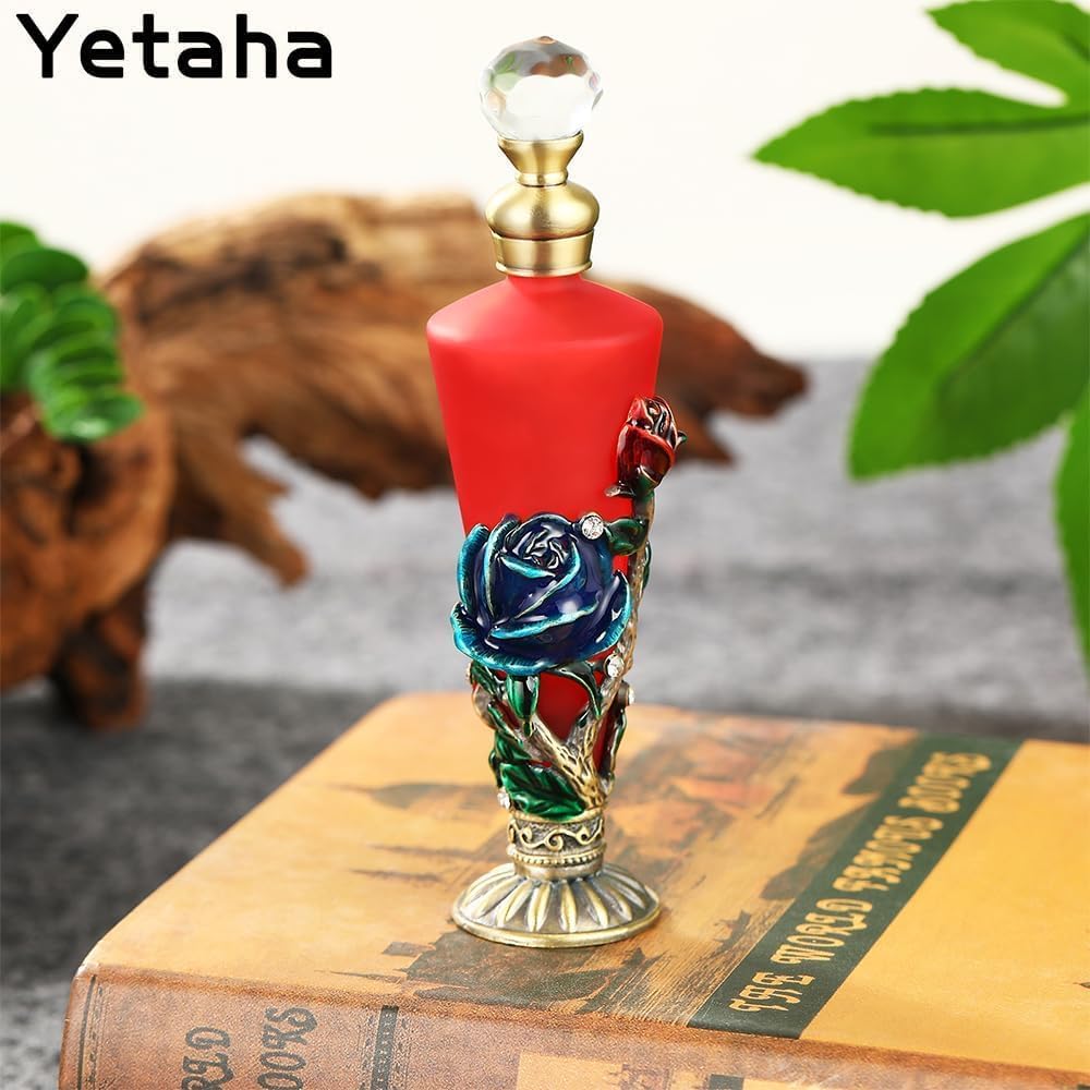 Detalle de Yetaha Vintage Glass Perfume Bottles: Elegant 30ml Crystal Dropping Bottles for Home Décor