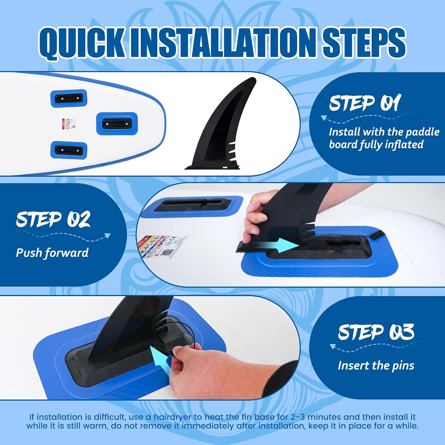 Thumbnail 4 de FunWater 10'6" Inflatable SUP with 11-Inch Fin and Anti-Slip EVA Deck
