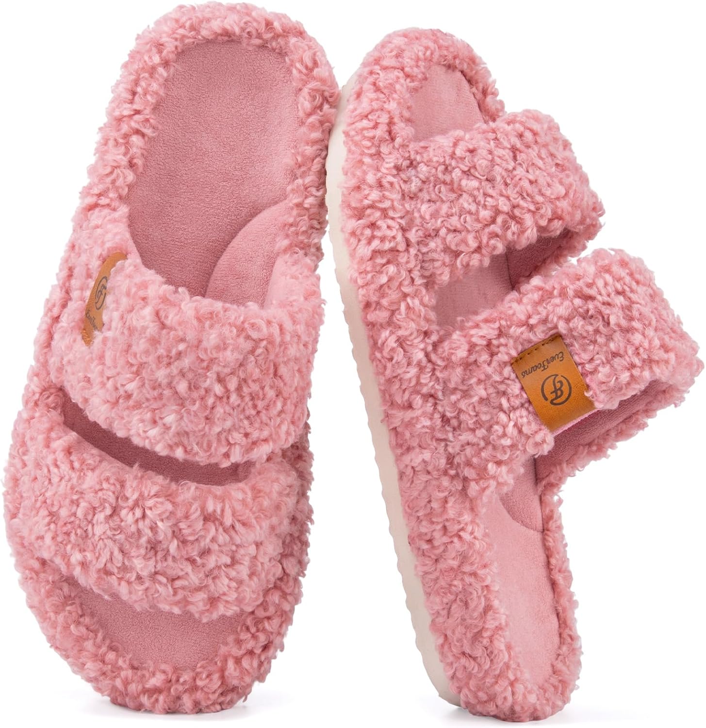 Detalle de EverFoams Women's Open-Toe Plush Slippers with Memory Foam