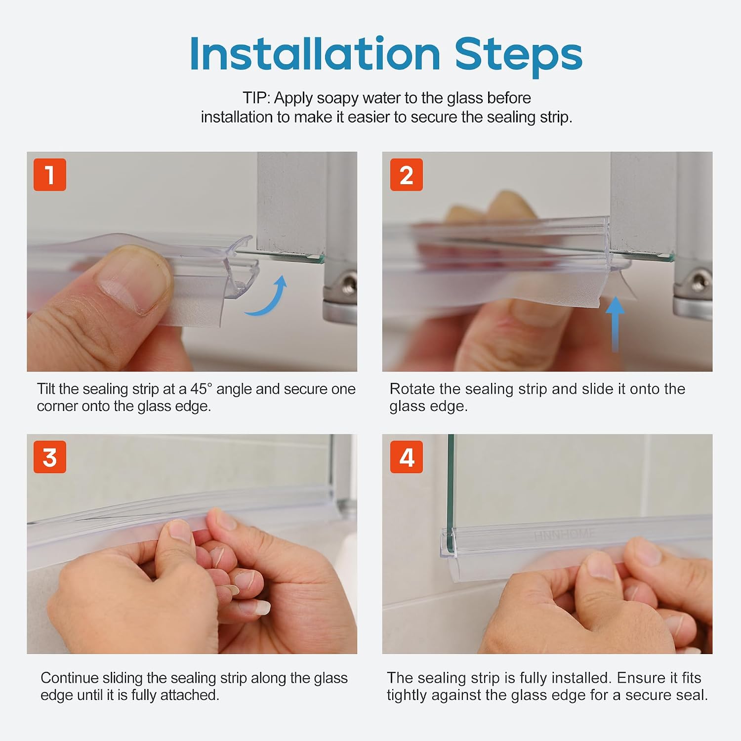 Detalle de HNNHOME Clear Bath Shower Screen Door Seal Strip for 4-6mm Glass Up to 18mm Gap (Straight)