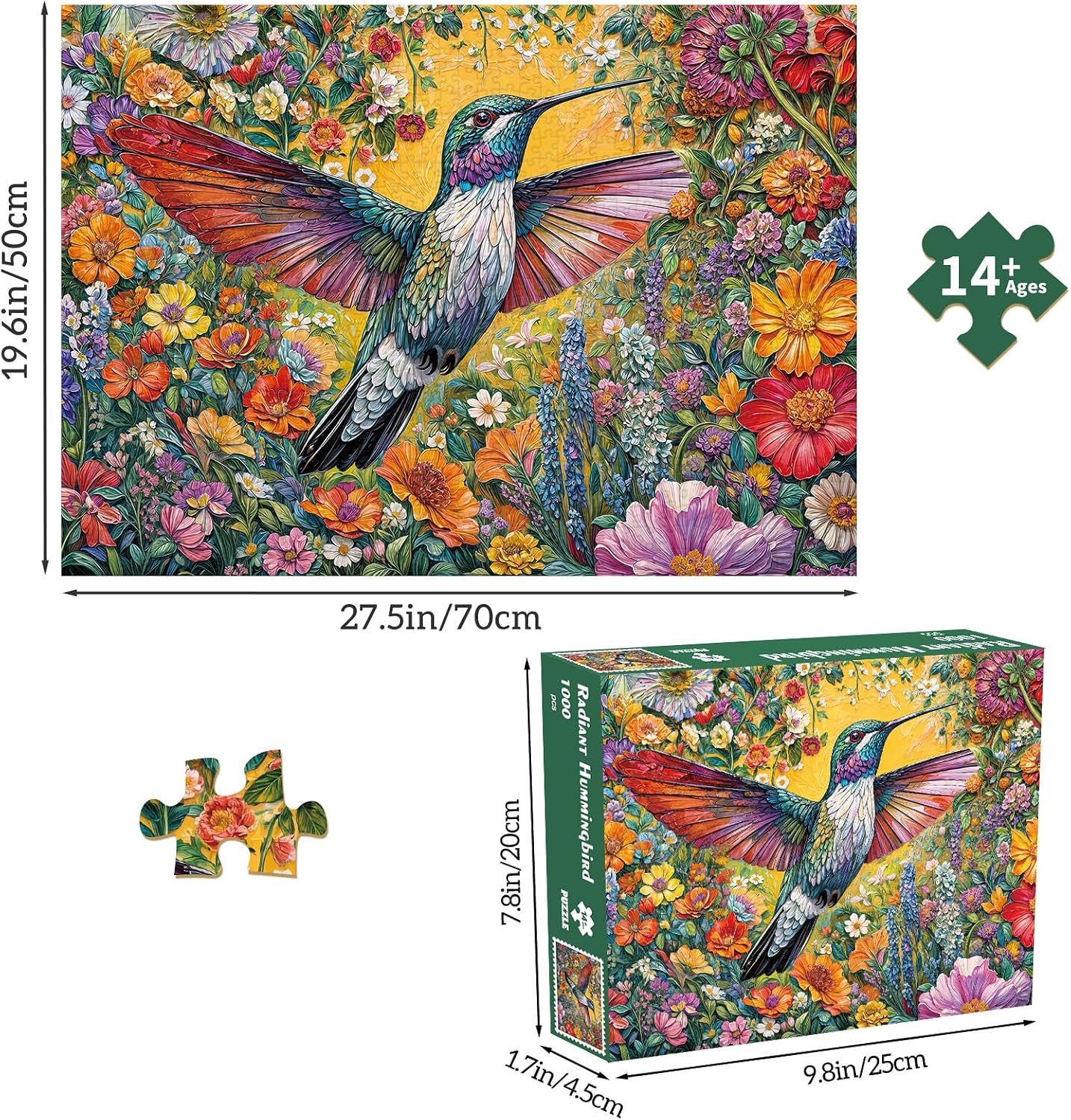 Detalle 2 de HUADADA 1000-Piece Jigsaw Puzzle for Adults: Flowers and Birds