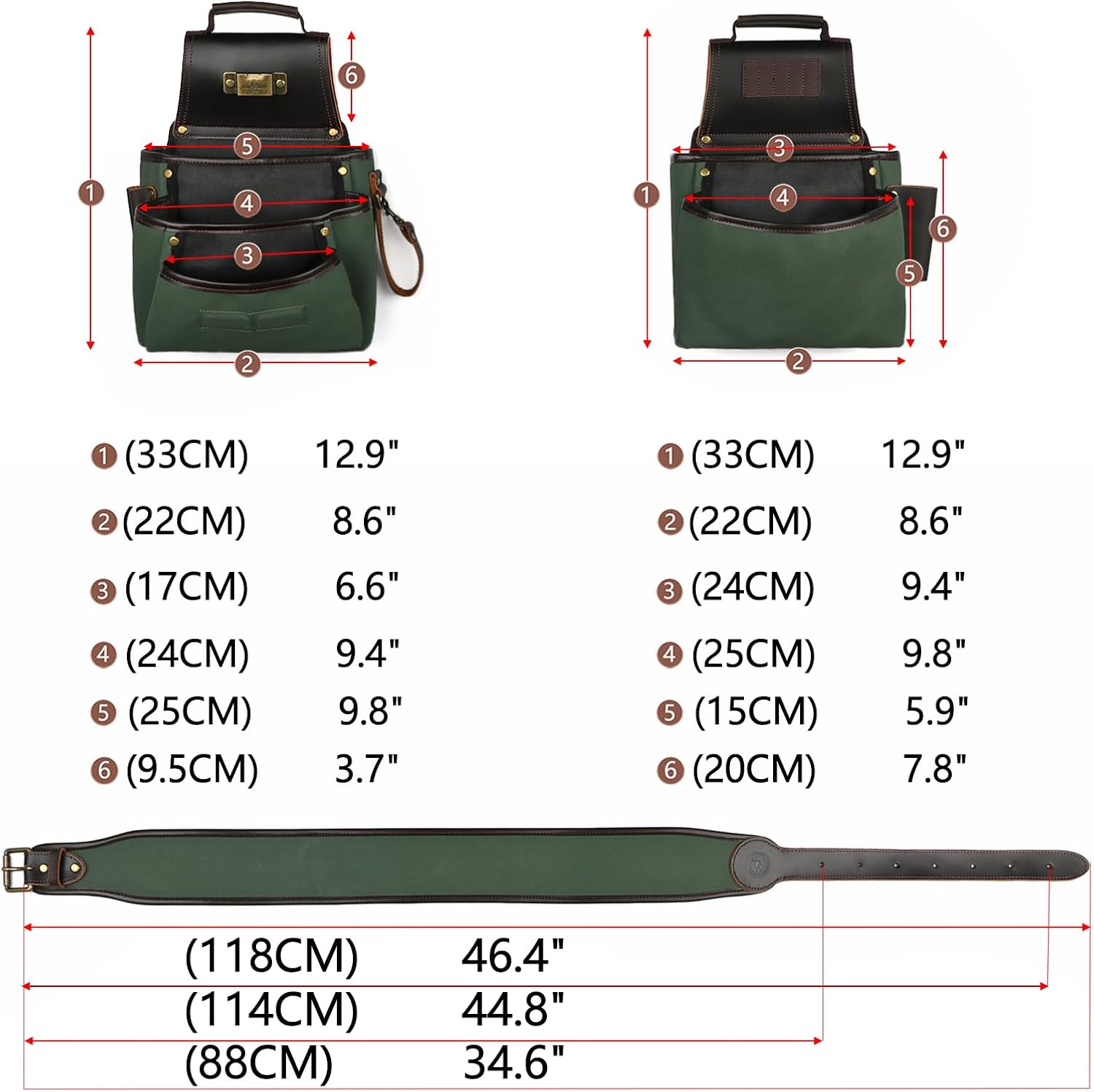 Thumbnail 3 de TourBON Canvas and Leather Apron Tool Belt Pouch – Heavy Duty Storage for Electricians and Carpenters