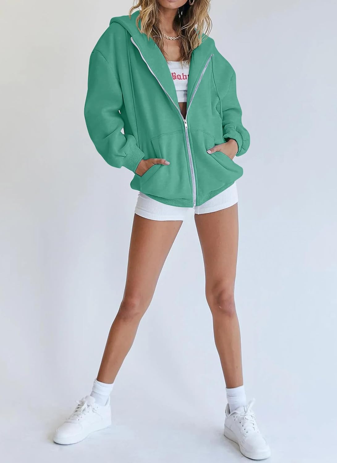 Detalle de PRETTYGARDEN Women's Zip-Up Hoodie