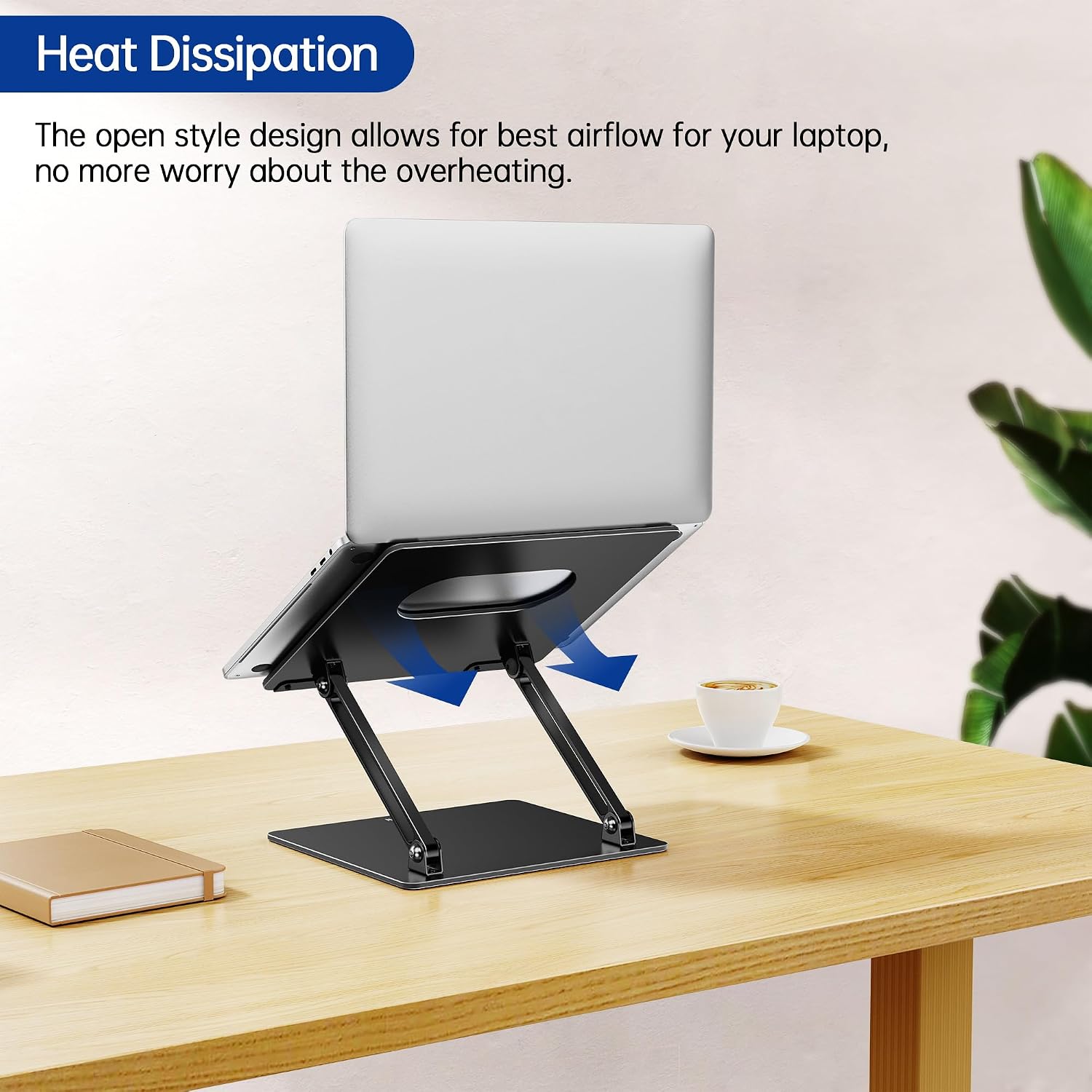 Detalle de BESIGN LS10 Aluminum Laptop Stand (LS10) — Ergonomic Adjustable Notebook & Tablet Holder for 10–14" Laptops, Black
