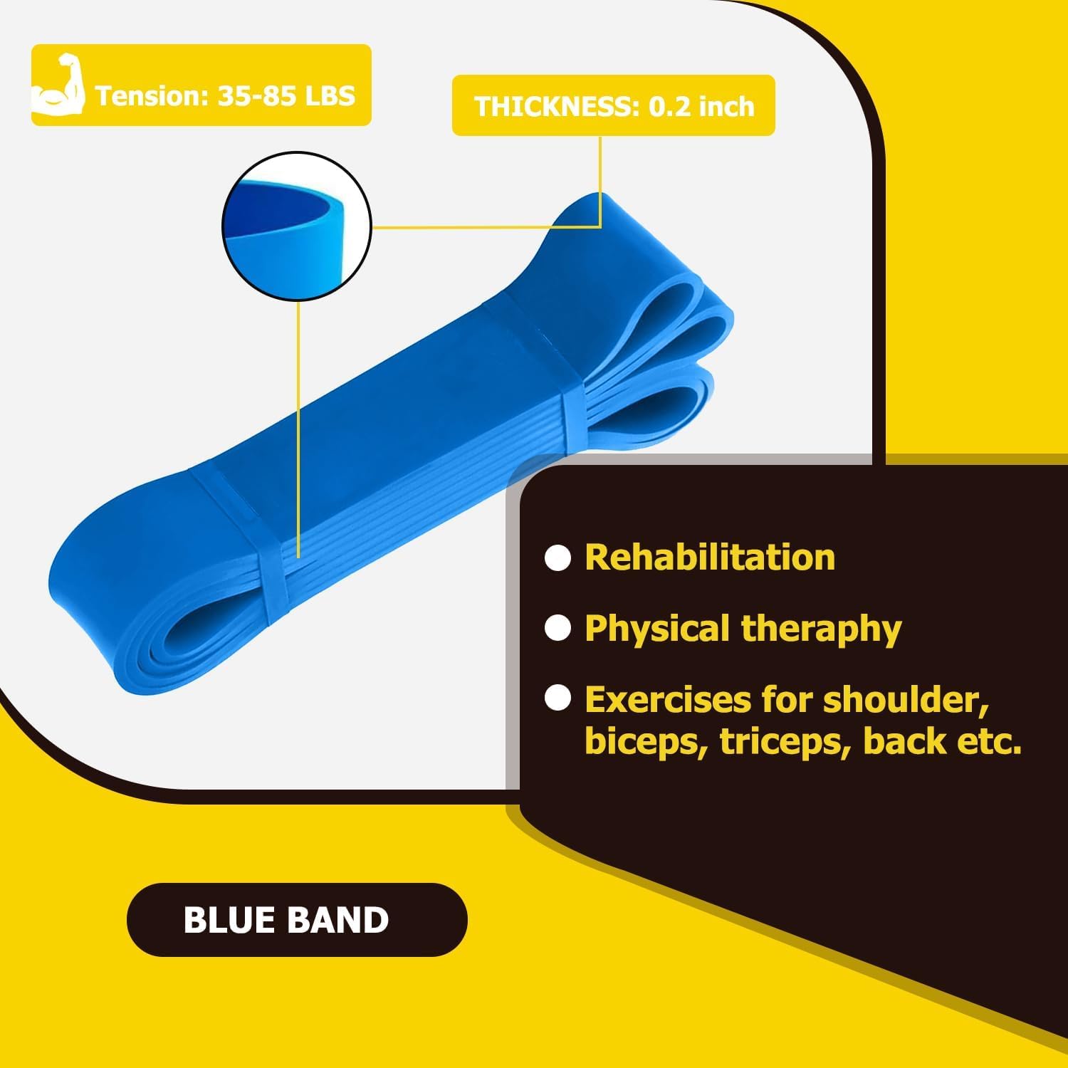 Detalle de WSAKOUE Pull-Up Assistance Band, Blue Natural Rubber for Training