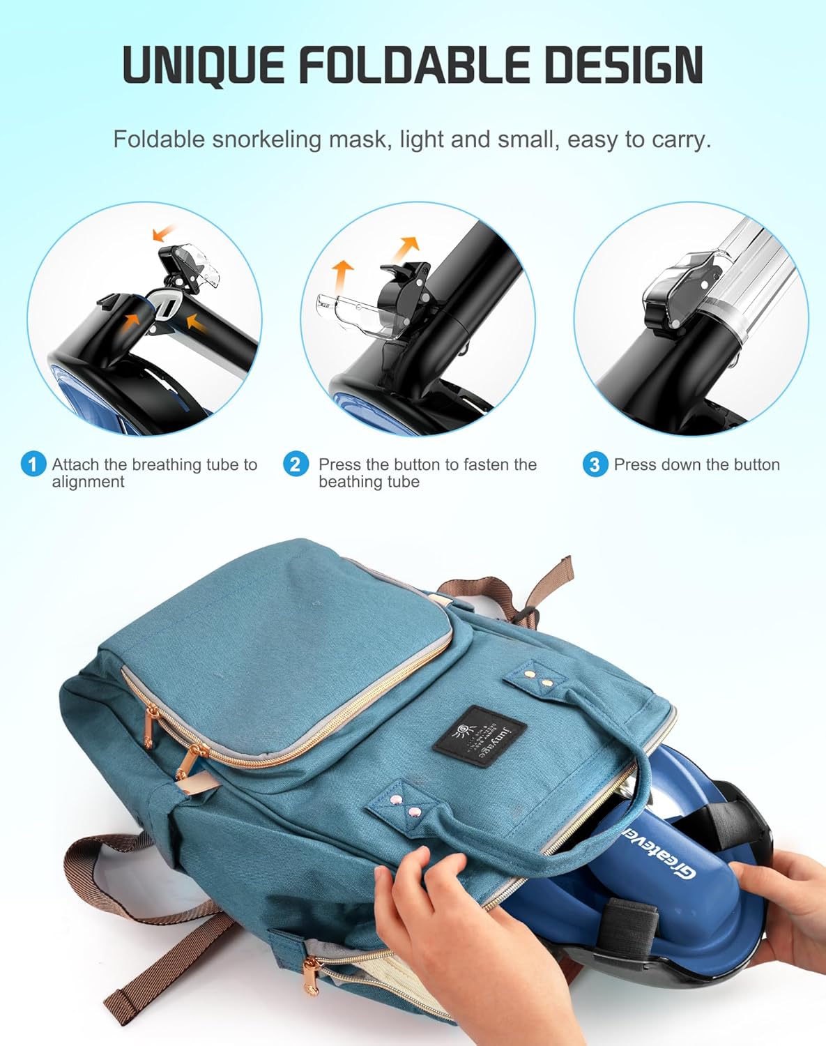 Thumbnail 5 de Greatever Full Face Snorkel Mask with Dry Top System and Detachable Camera Mount
