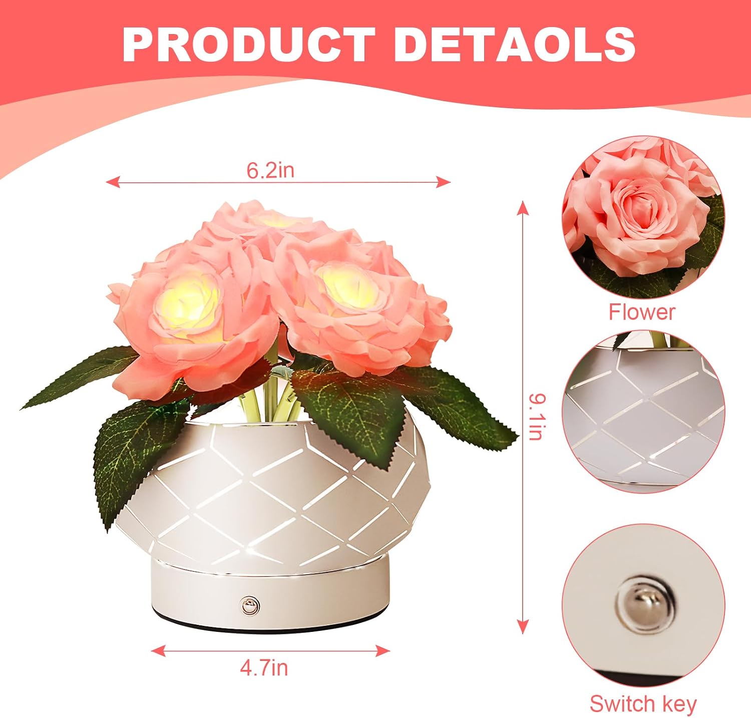 Thumbnail 5 de AMWGIMI Sunflower LED Touch Table Lamp 3‑Color 🌻