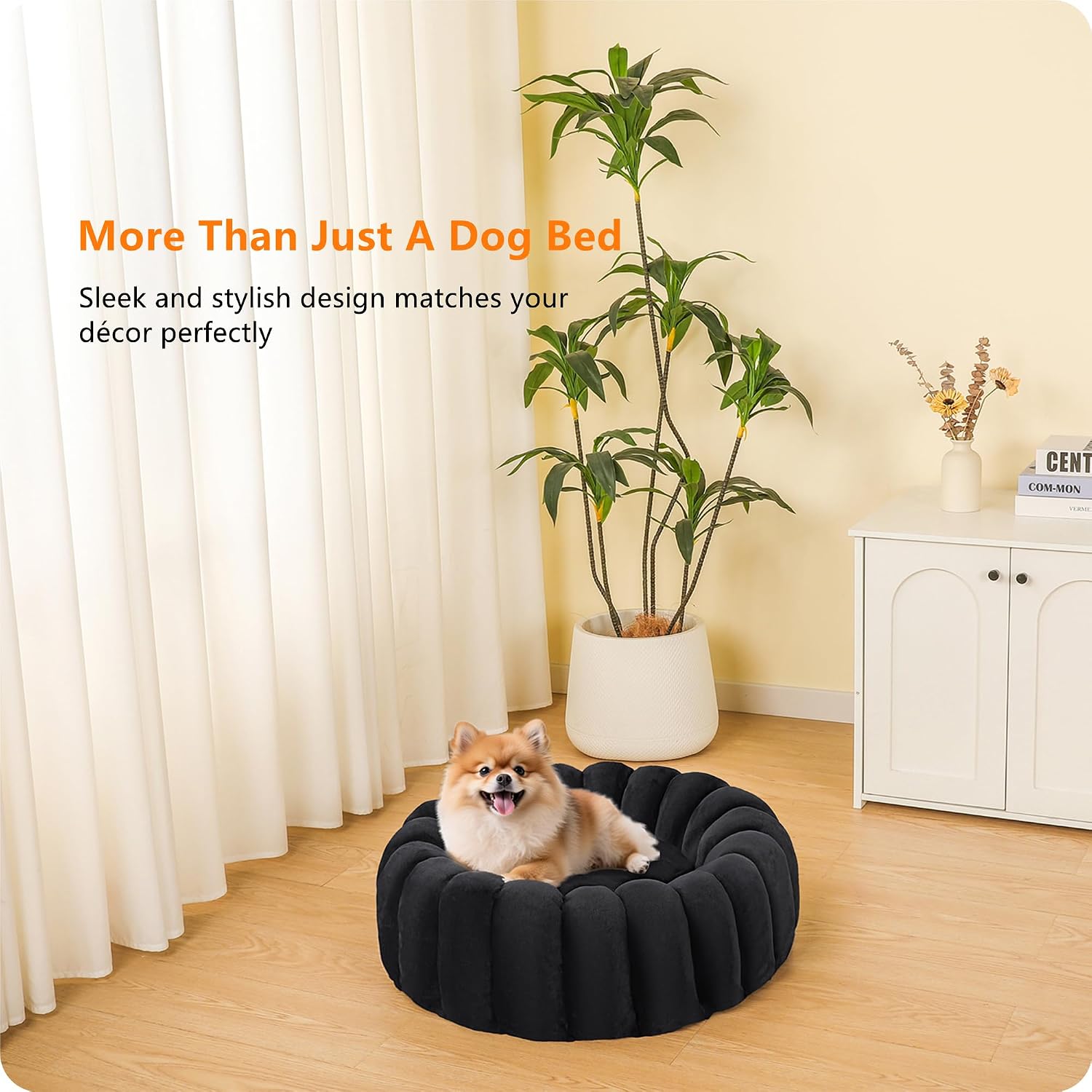 Detalle de HMTOPE Hundebett Kleine Hunde, 2-in-1 – Rundes Flanell-Nest Ø 60 cm, Dunkelgrau