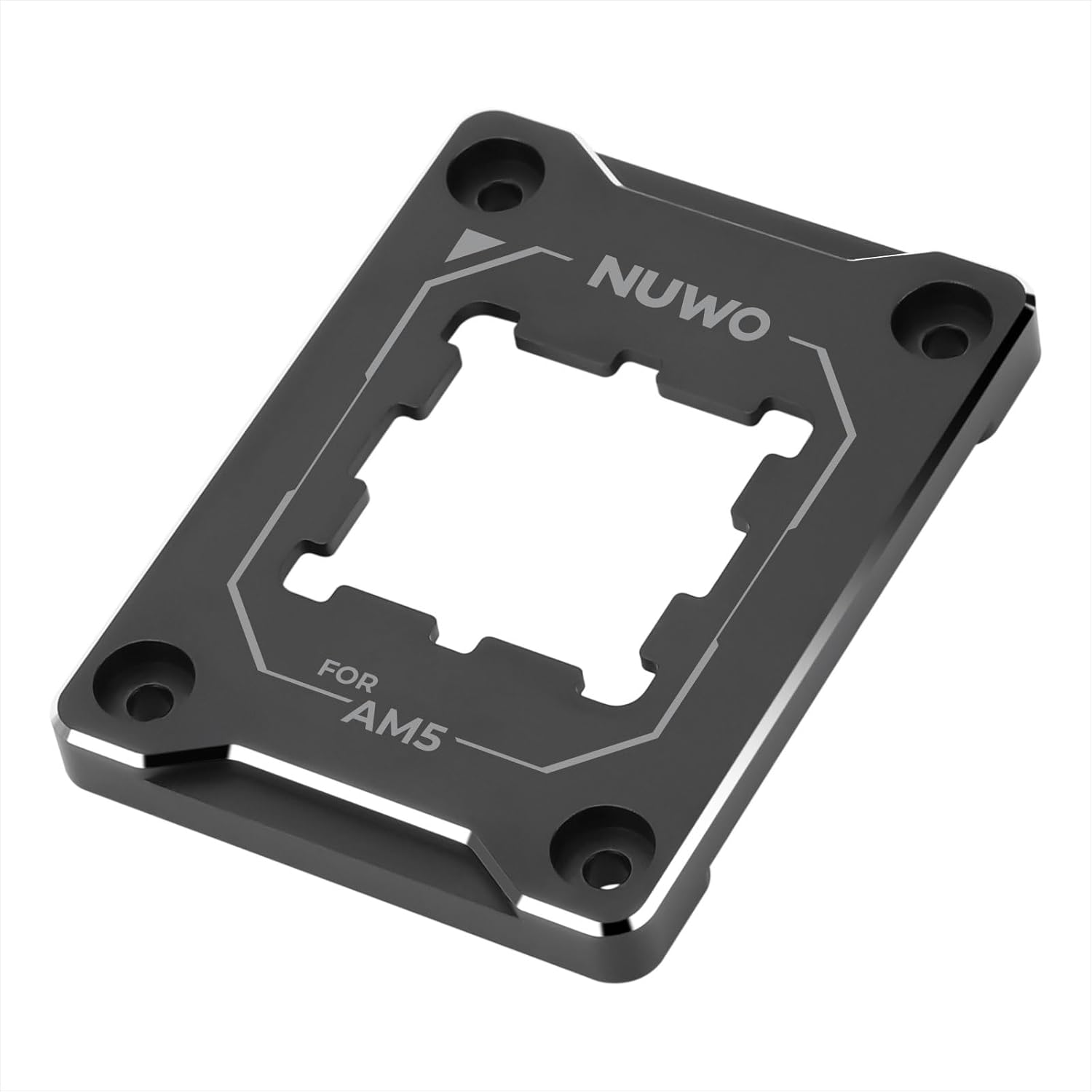 Detalle de Supporto Secure Frame anti-piegatura FRCPUAM5 per CPU AMD AM5, telaio di fissaggio in nero con viti
